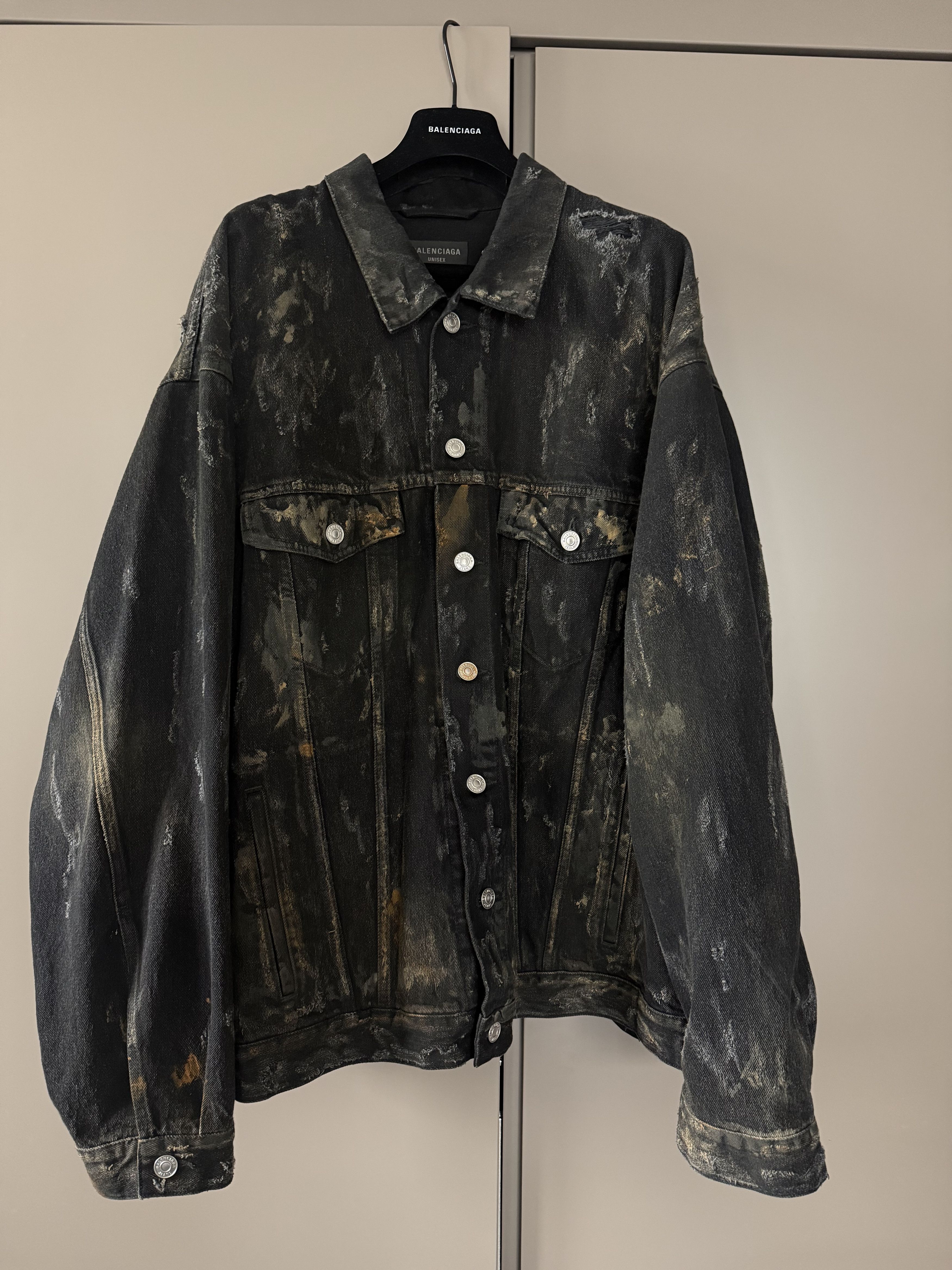Balenciaga Balenciaga Heavy Distoryed Distressed Mud Denim Jacket Size US M / EU 48-50 / 2 - 2 Thumbnail