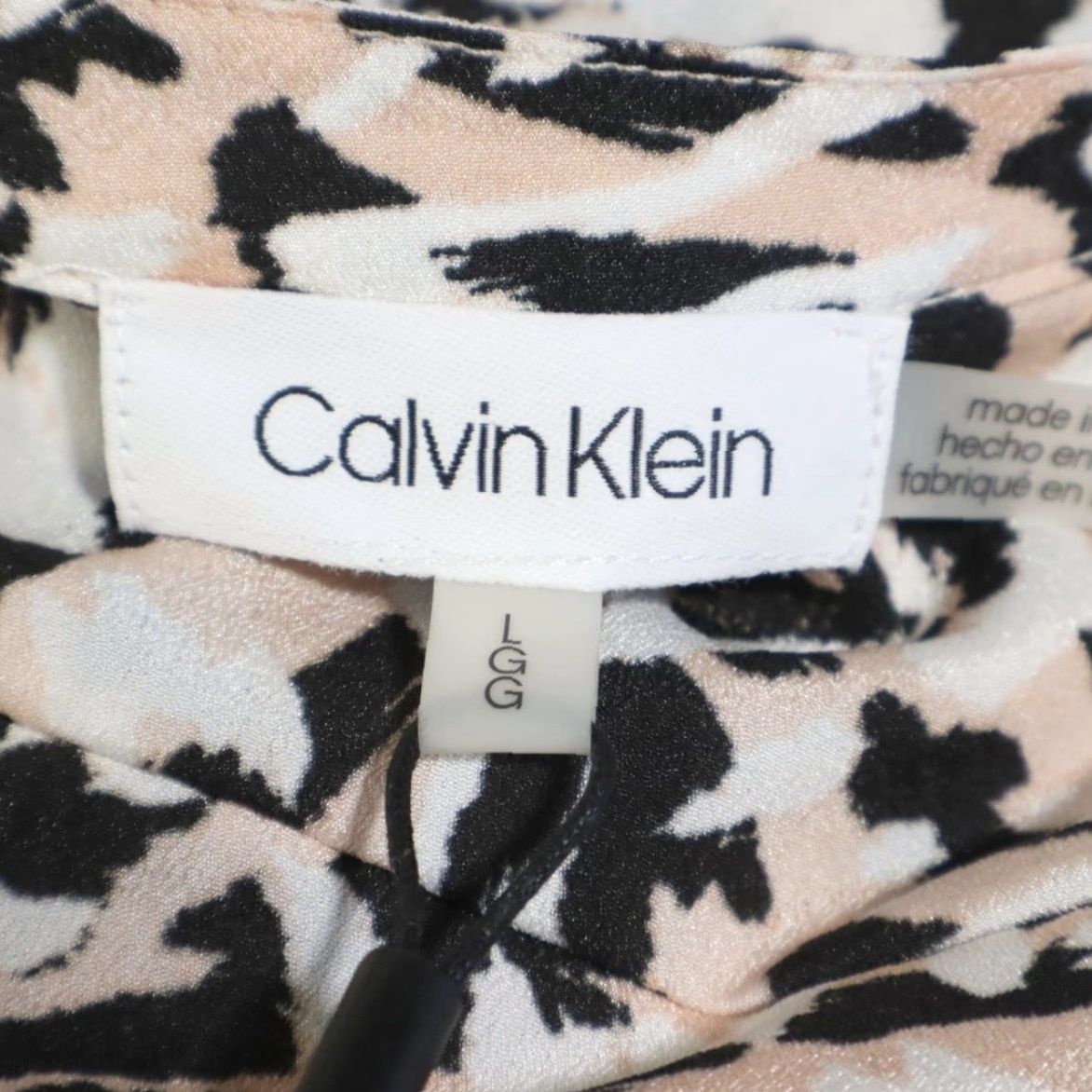 Calvin Klein Calvin Klein Shirt Womens L Tunic Aminal Print Long Sleeve Button Up Shirt - Multi-Colored, Crew Neck, Regular Fit, Polyester, Adult Women Size L / US 10 / IT 46 - 5 Thumbnail