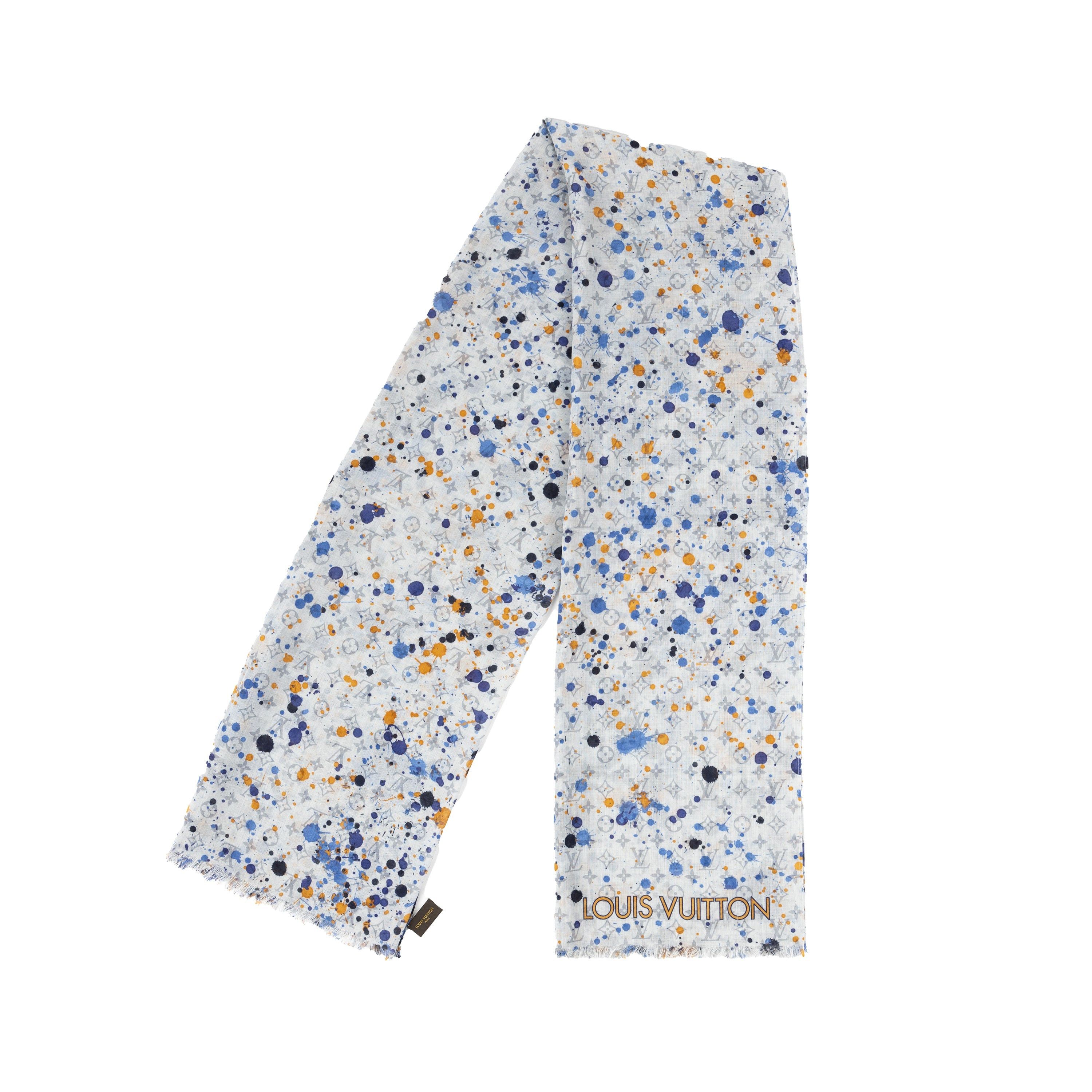 image of Louis Vuitton Louis Vuitton Silk Monogram Paint Splash Square Scarf in Black, Women's