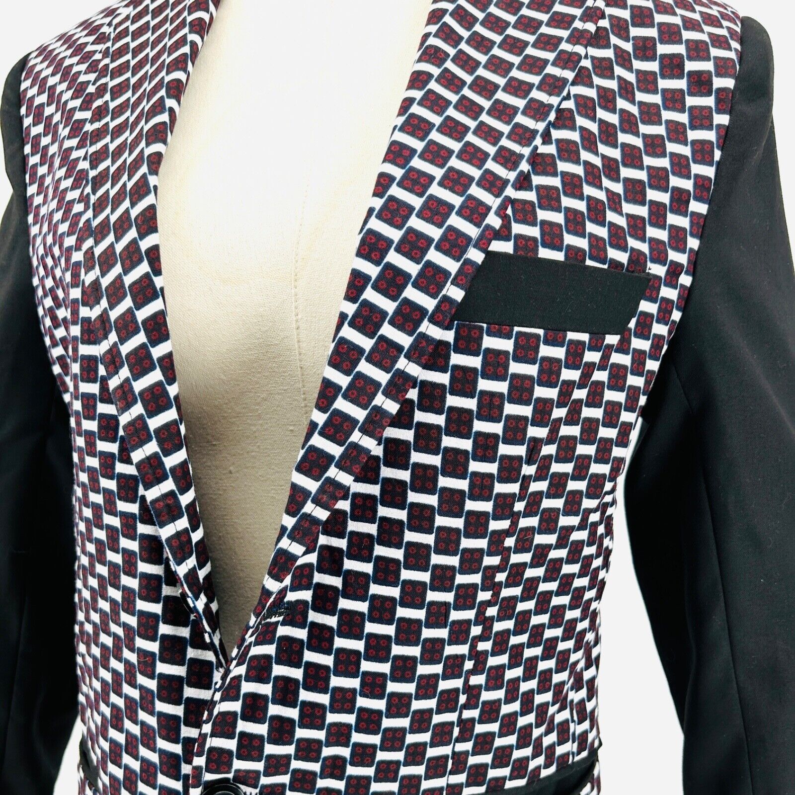 Handmade Handmade Cotton Black Ethnic African Print Blazer Jacket Size 34R - 3 Thumbnail