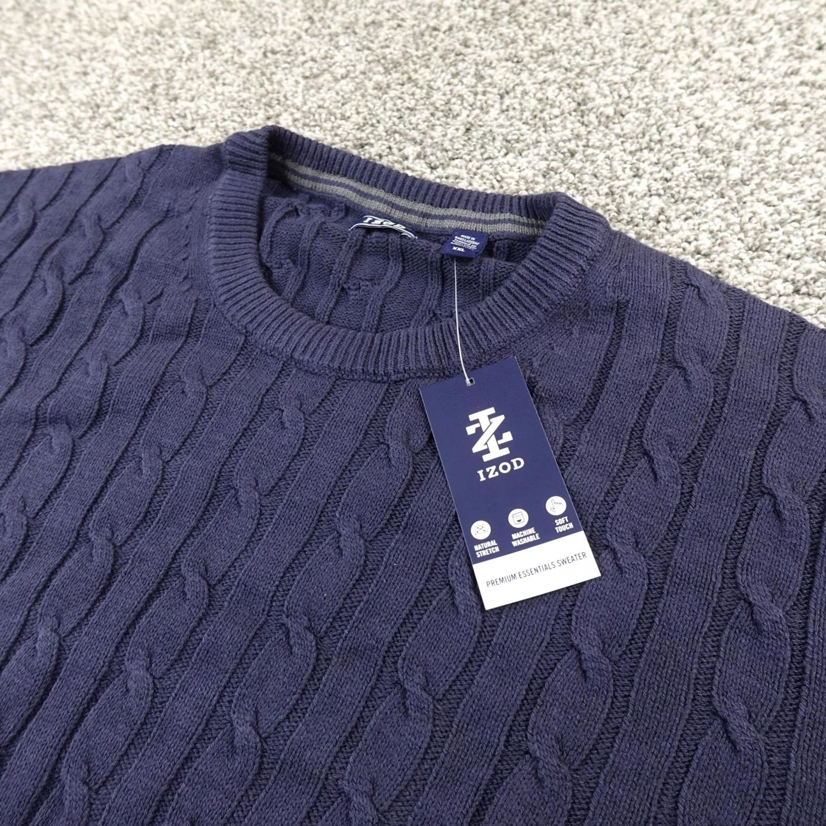 Izod IZOD Sweater Mens 2XL Blue Crewneck Pullover Knit Cable-Knit Aran Size US XXL / EU 58 / 5 - 2 Thumbnail