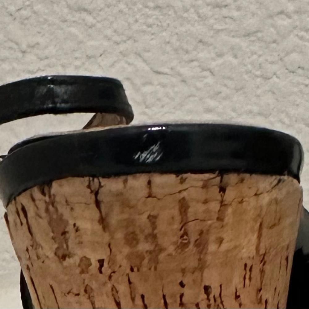 Yves Saint Laurent Yves Saint Laurent Black Patent Slingback Cork Wedge 40 Size US 9 / IT 39 - 9 Thumbnail