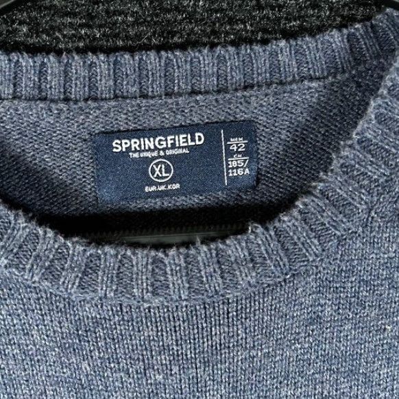 Springfield Springfield Sweater Navy Blue Striped Crewneck XL Mens Knit Pullover Casual Classic All Seasons Cotton Knit Navy Blue Size US XL / EU 56 / 4 - 2 Thumbnail