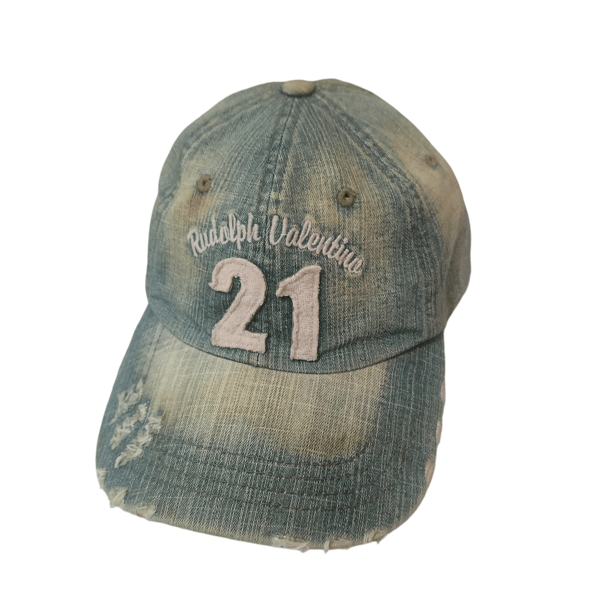 Valentino Vintage Rudolph Valentino Distressed Denim Style Cap Hat Size ONE SIZE - 1 Thumbnail