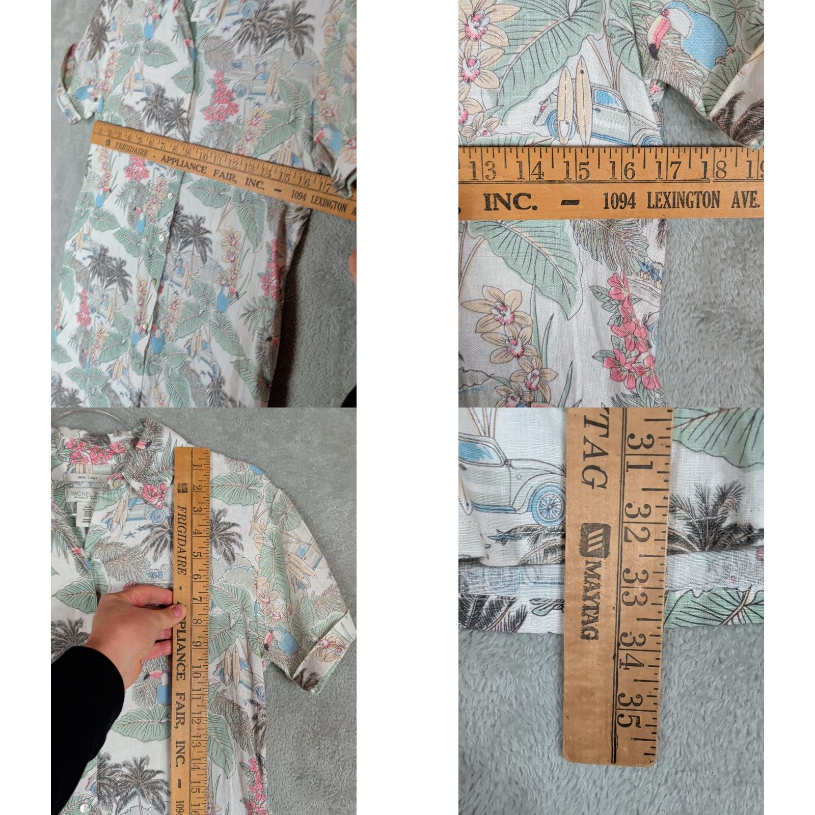 Rachel Zoe Rachel Zoe XS Linen Shirt Dress Multicolor Tropical Print Short Sleeve Button Up Collared Resort Vacation Women’s Size XS / US 0-2 / IT 36-38 - 8 Thumbnail