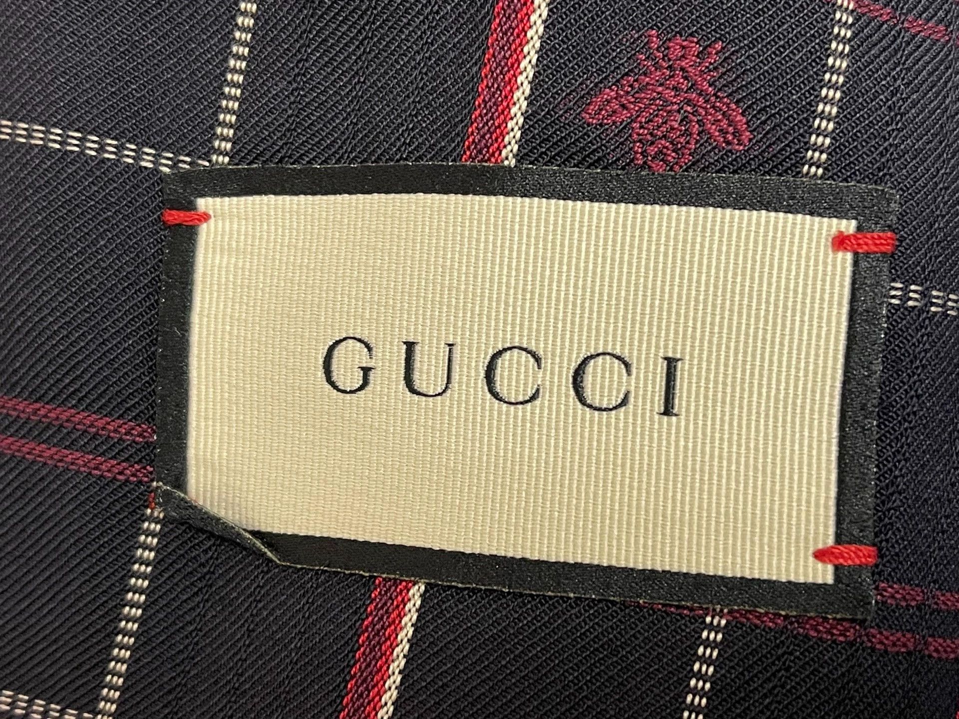 Gucci Gucci Bumblebee OS Navy Check Wool Blazer Men's 48 Size 48R - 4 Thumbnail