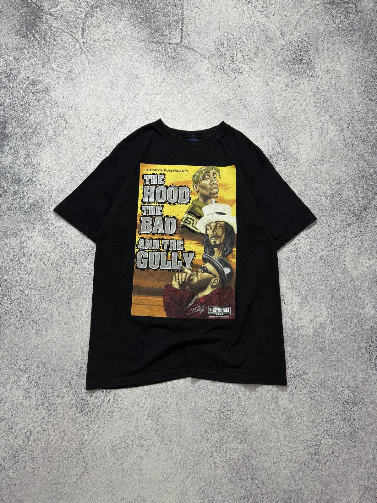 Death Row Records × Rap Tees × Vintage VTG THE HOOD THE BAD THE GULLY TUPAC SNOOP DOGG RAP T-SHIRT Size US XL / EU 56 / 4 - 1 Thumbnail