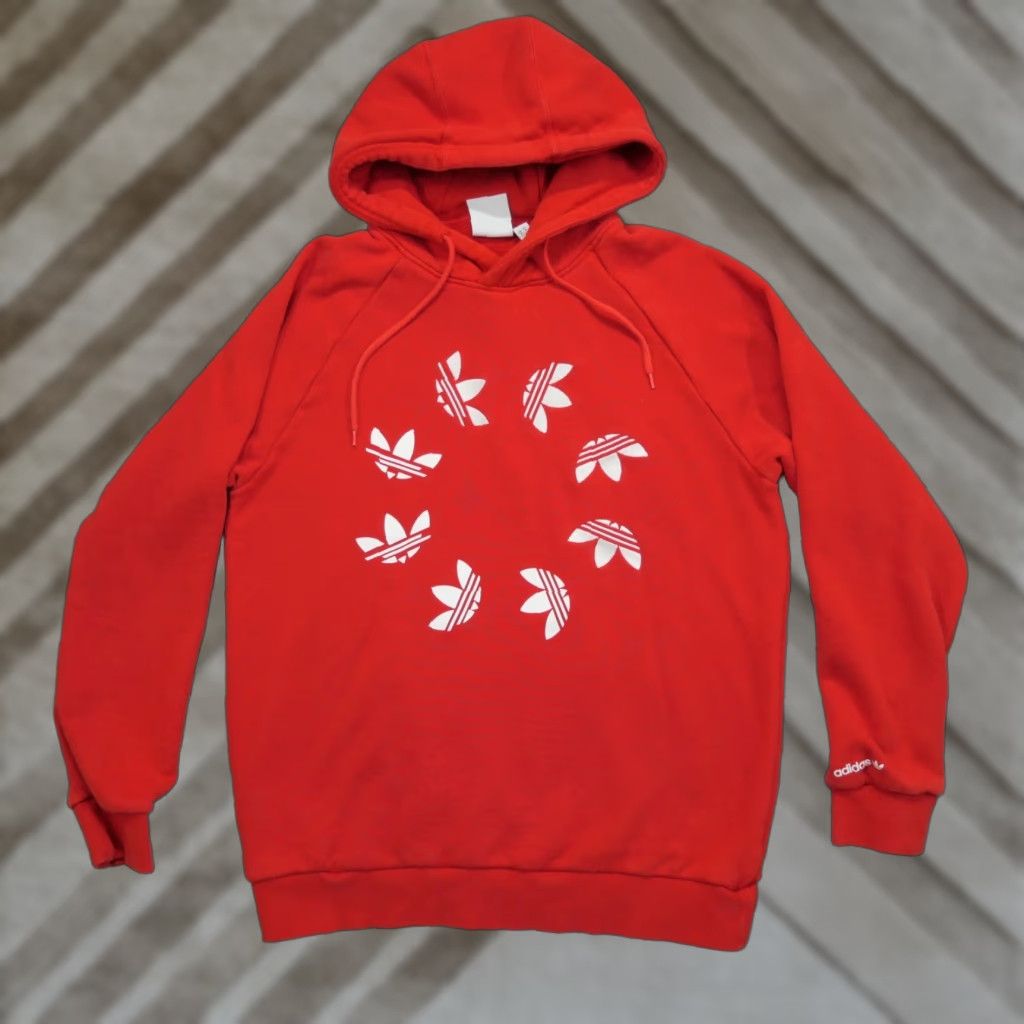 Adidas Adidas Hoodie Mens Red Pullover Trefoil Logo Circle Raglan Sleeve Size US M / EU 48-50 / 2 - 1 Thumbnail