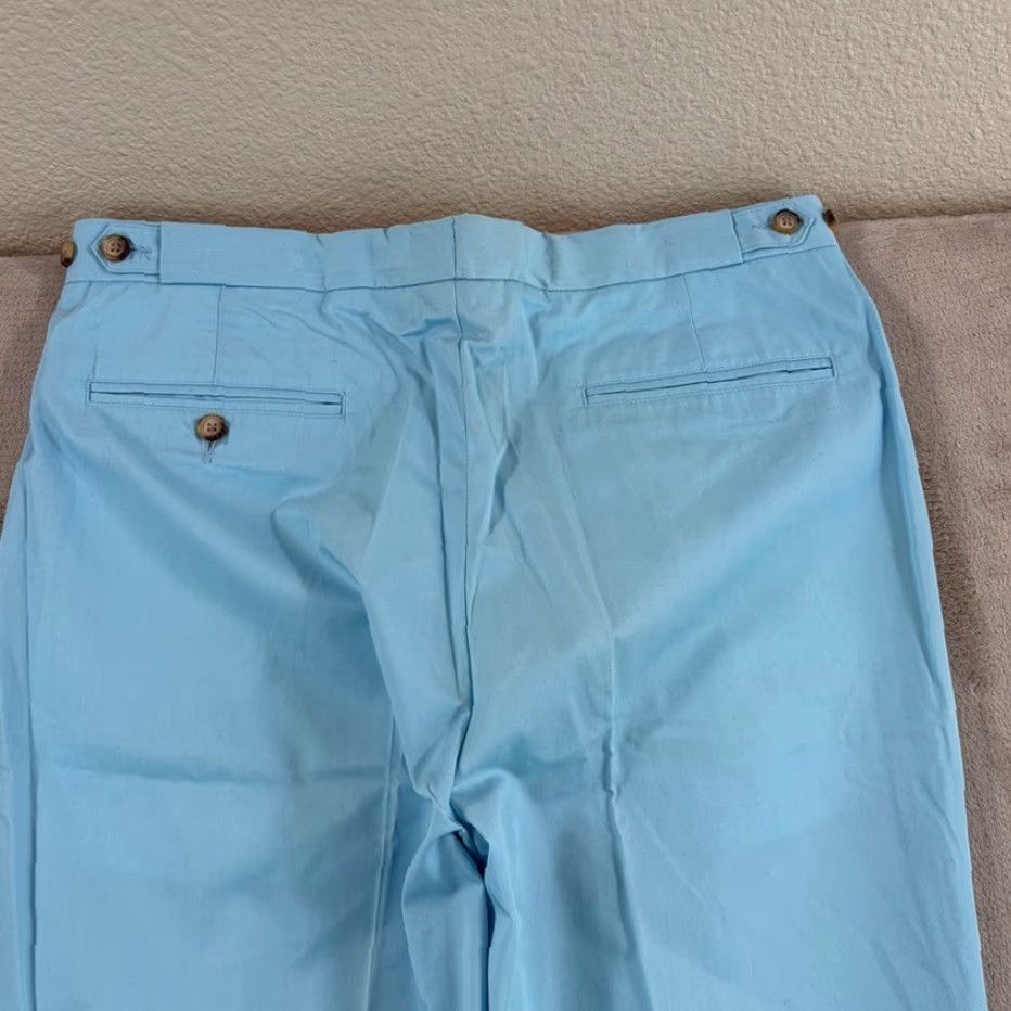 Izod VINTAGE IZOD Dress Pants Blue 36x34 Men Regular 80s Preppy Straight Pleated Button ZIP/Side Tabs Size US 36 / EU 52 - 4 Thumbnail