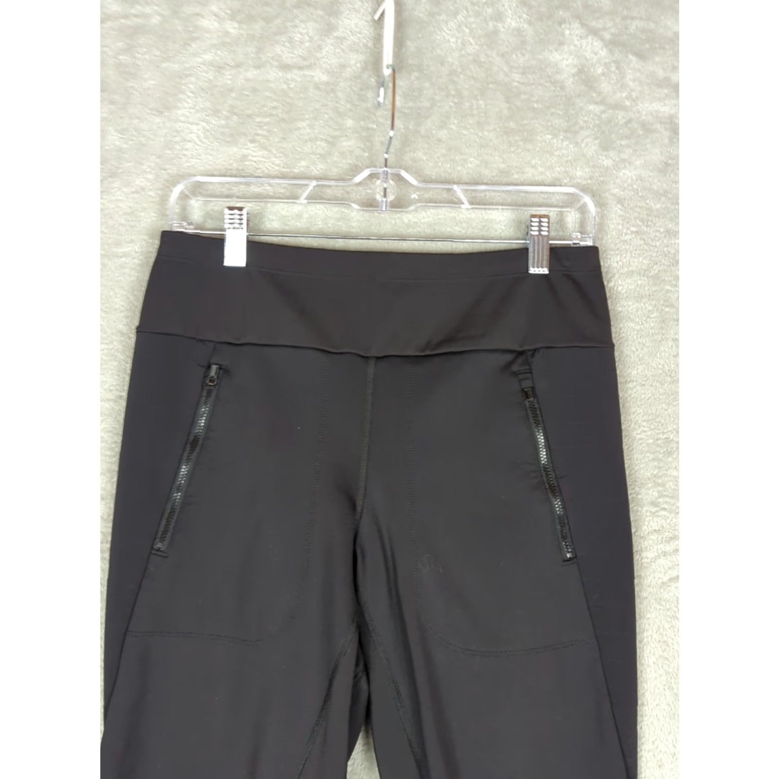 Athleta Athleta Women's M Peak Hybrid Fleece Tight Pants Black Pull On Inseam Zip Pocket Elastic Waist Size 32" / US 10 / IT 46 - 3 Thumbnail
