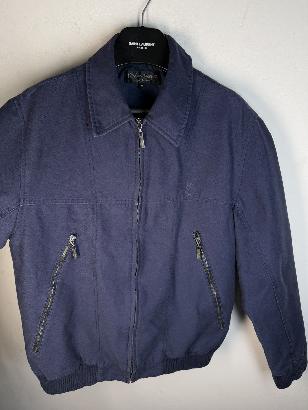 Yves Saint Laurent Cotton YSL Jacket Blue/Navy Soft YSL Bomber Size US M / EU 48-50 / 2 - 13 Thumbnail