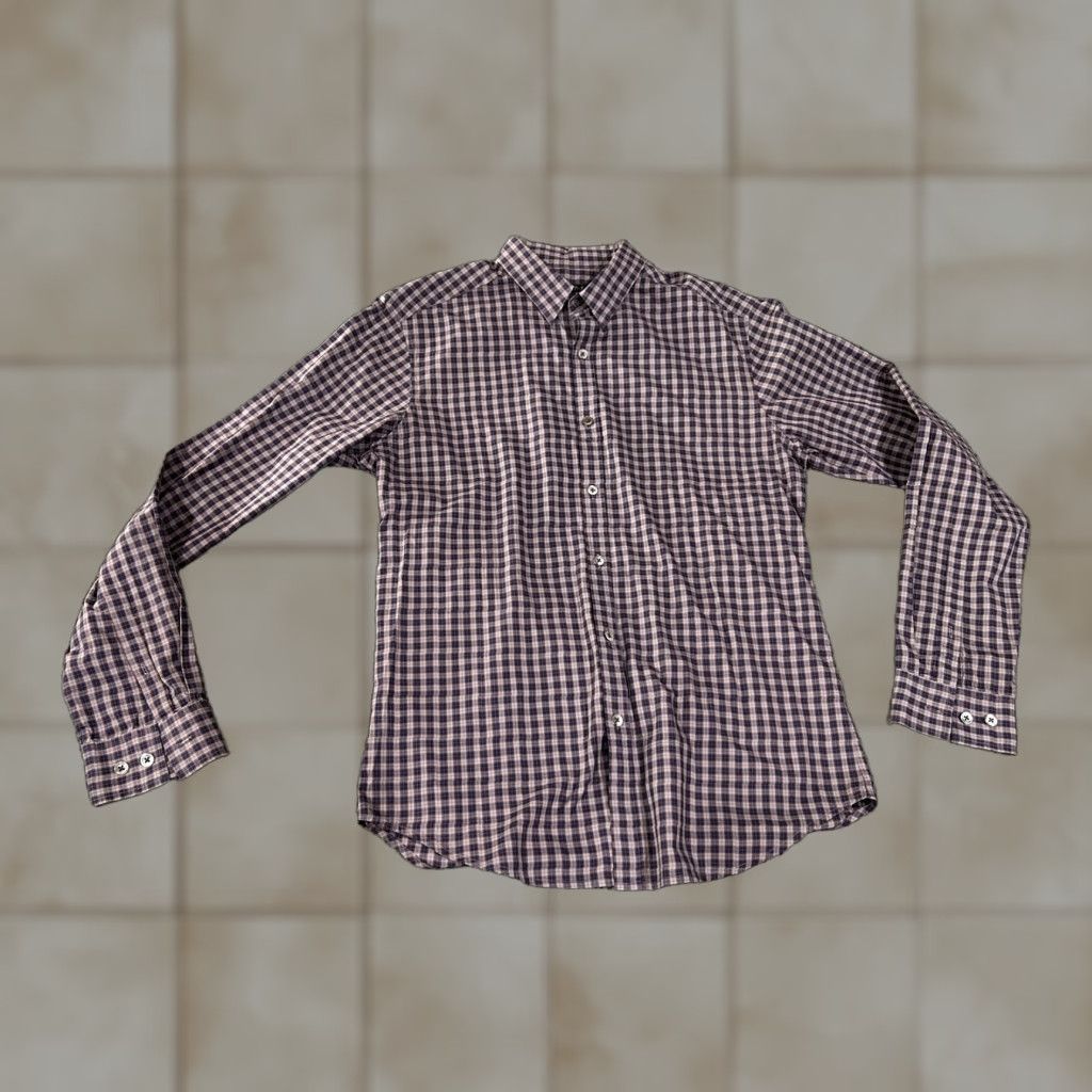 Theory Theory Shirt Mens Small Purple Blue Plaid Long Sleeve Button Up Cotton Casual Size US S / EU 44-46 / 1 - 1 Thumbnail