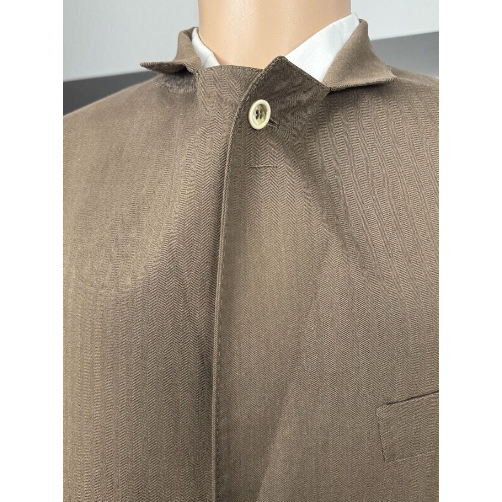 Brunello Cucinelli Brunello Cucinelli Brown Herringbone 100%cotton Blazer 52/42 Size 42R - 4 Thumbnail