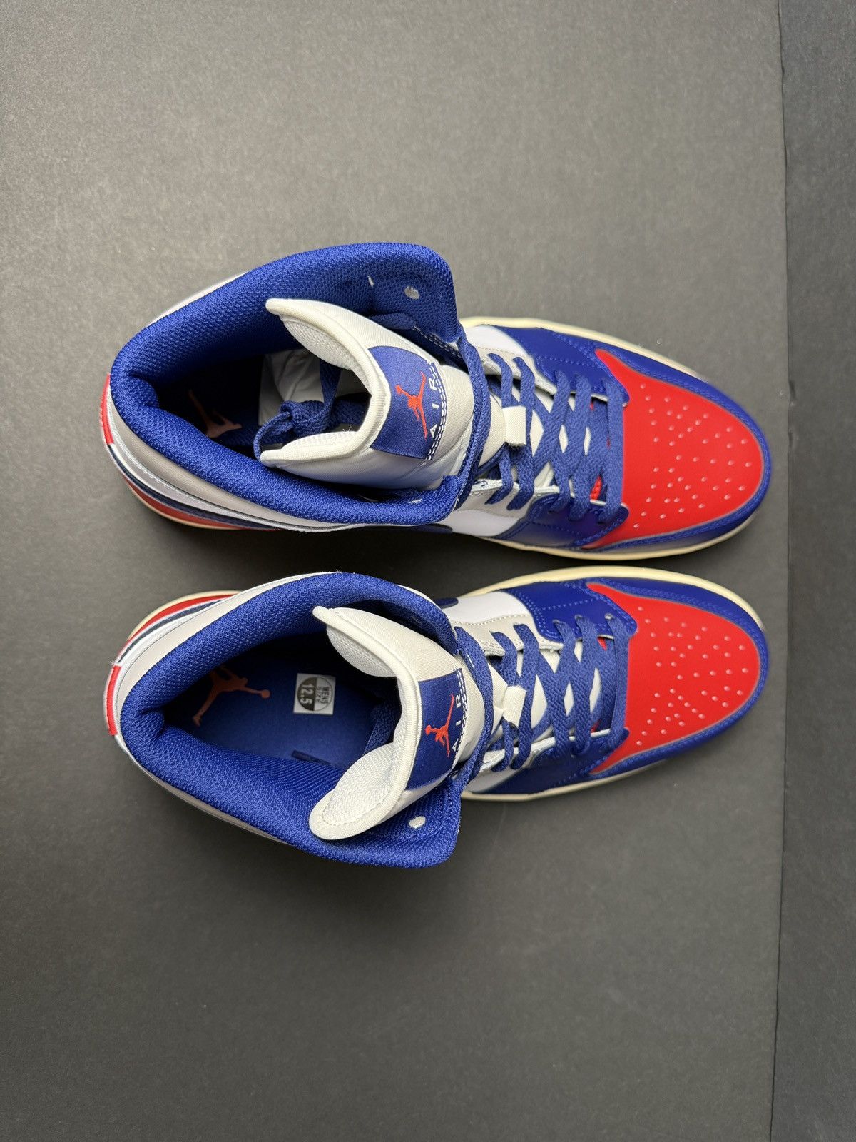 Jordan Brand Air Jordan 1 Mid WHITE/DEEP ROYAL BLUE Size US 12.5 / EU 45-46 - 6 Thumbnail
