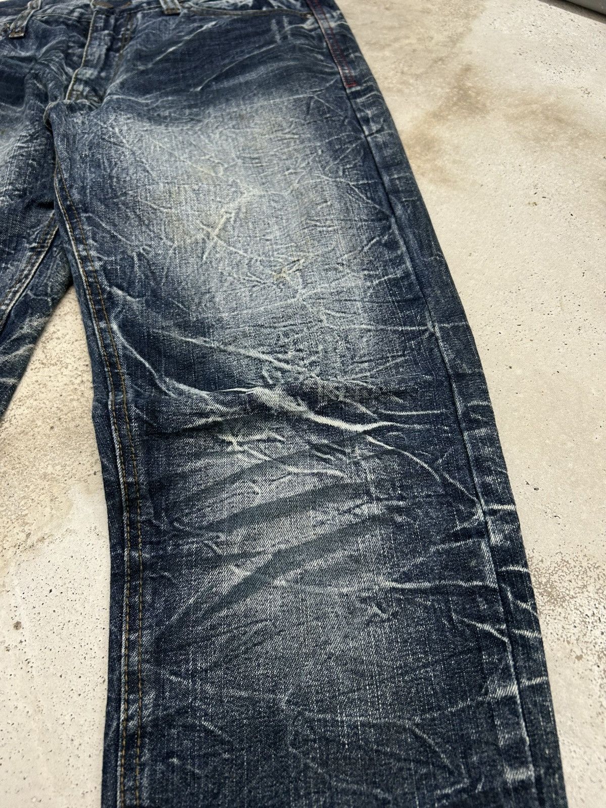 Tornado Mart Lowbox Whiskered Distressed Straight Leg Denim Fade Wash Size US 31 - 7 Thumbnail