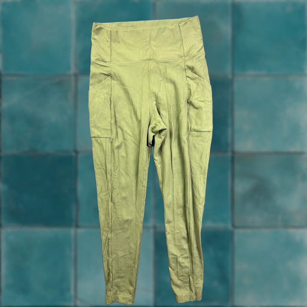 Vintage REI Co-op Leggings Womens Medium Green Ribbed High Rise Pockets Athletic 62382 Size 27" / US 4 / IT 40 - 1 Thumbnail