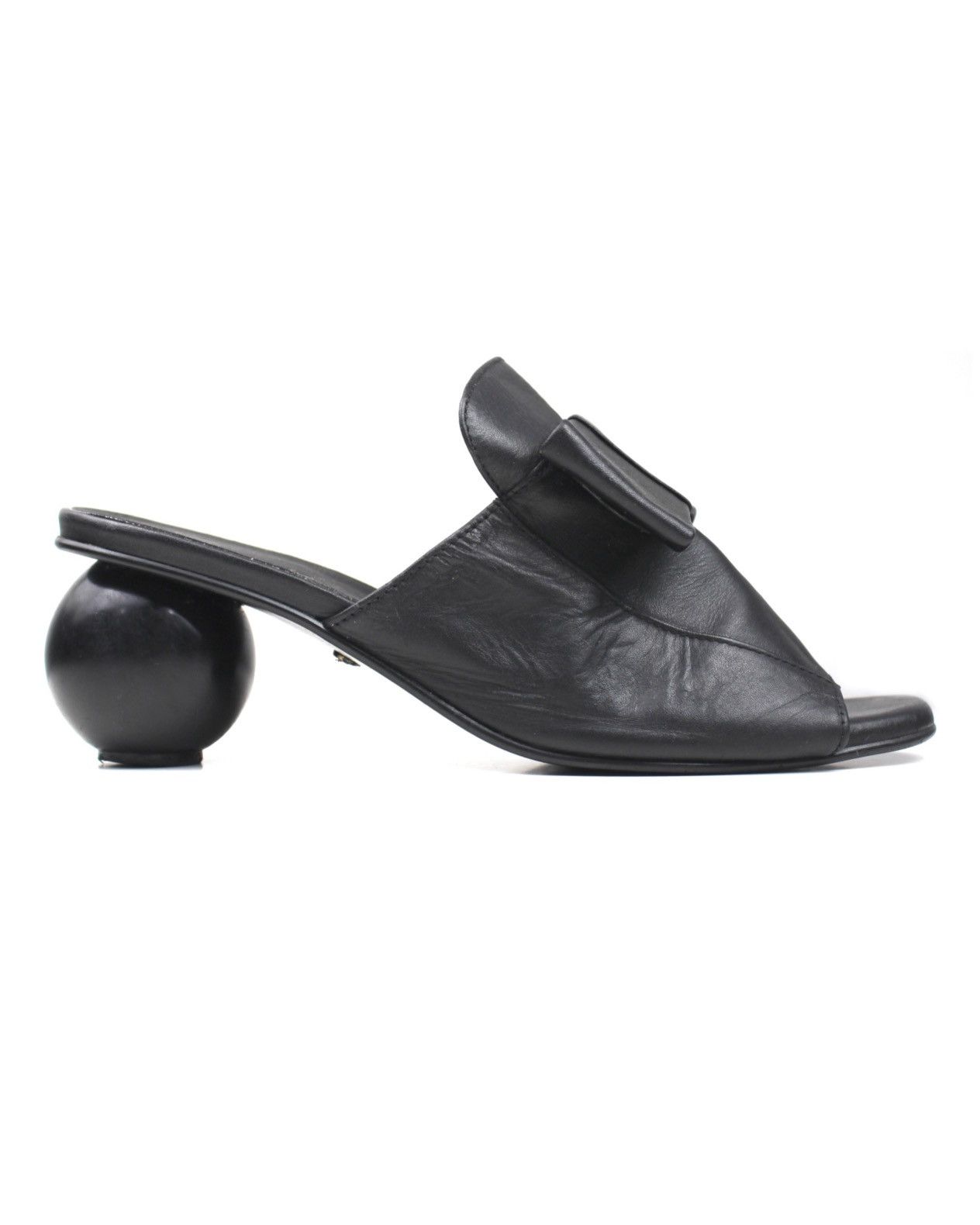 Japanese Brand 2000S JAPANESE MADE SCULPTURAL SPHERE-HEEL LEATHER MULES Size US 7.5 / IT 37.5 - 1 Thumbnail