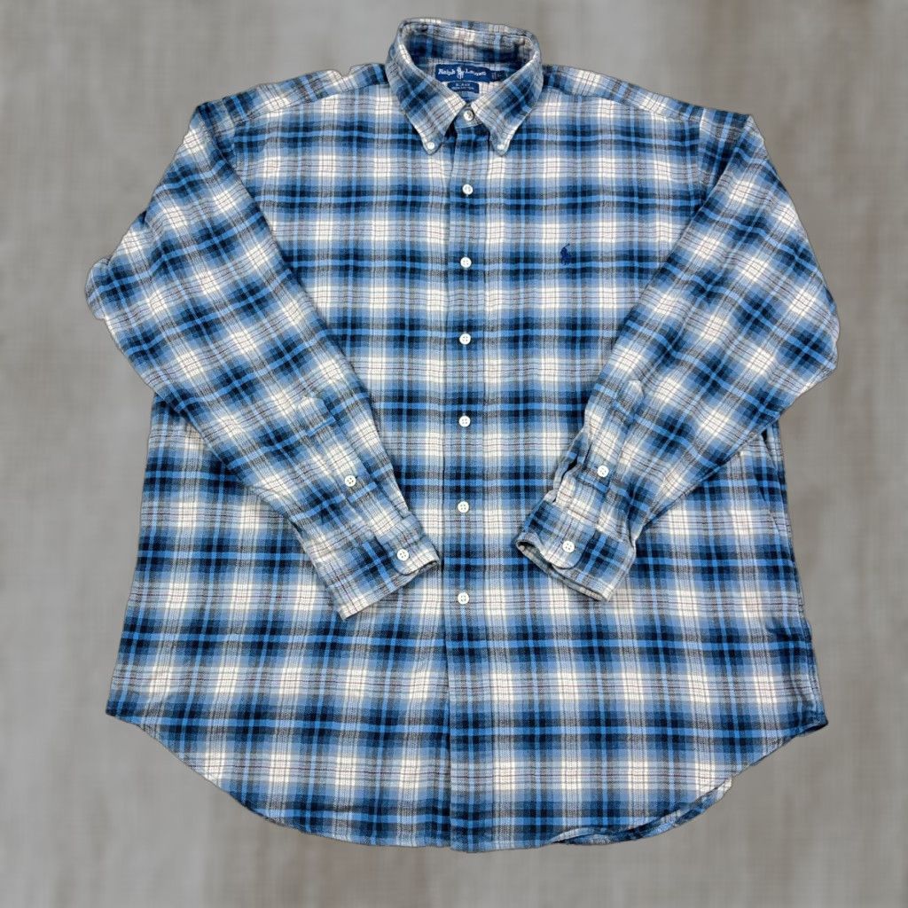 Ralph Lauren Ralph Lauren Shirt Men Large Blue Plaid Flannel Button-Up Long Sleeve Cotton Button-Front Collared Regular Size US L / EU 52-54 / 3 - 1 Thumbnail
