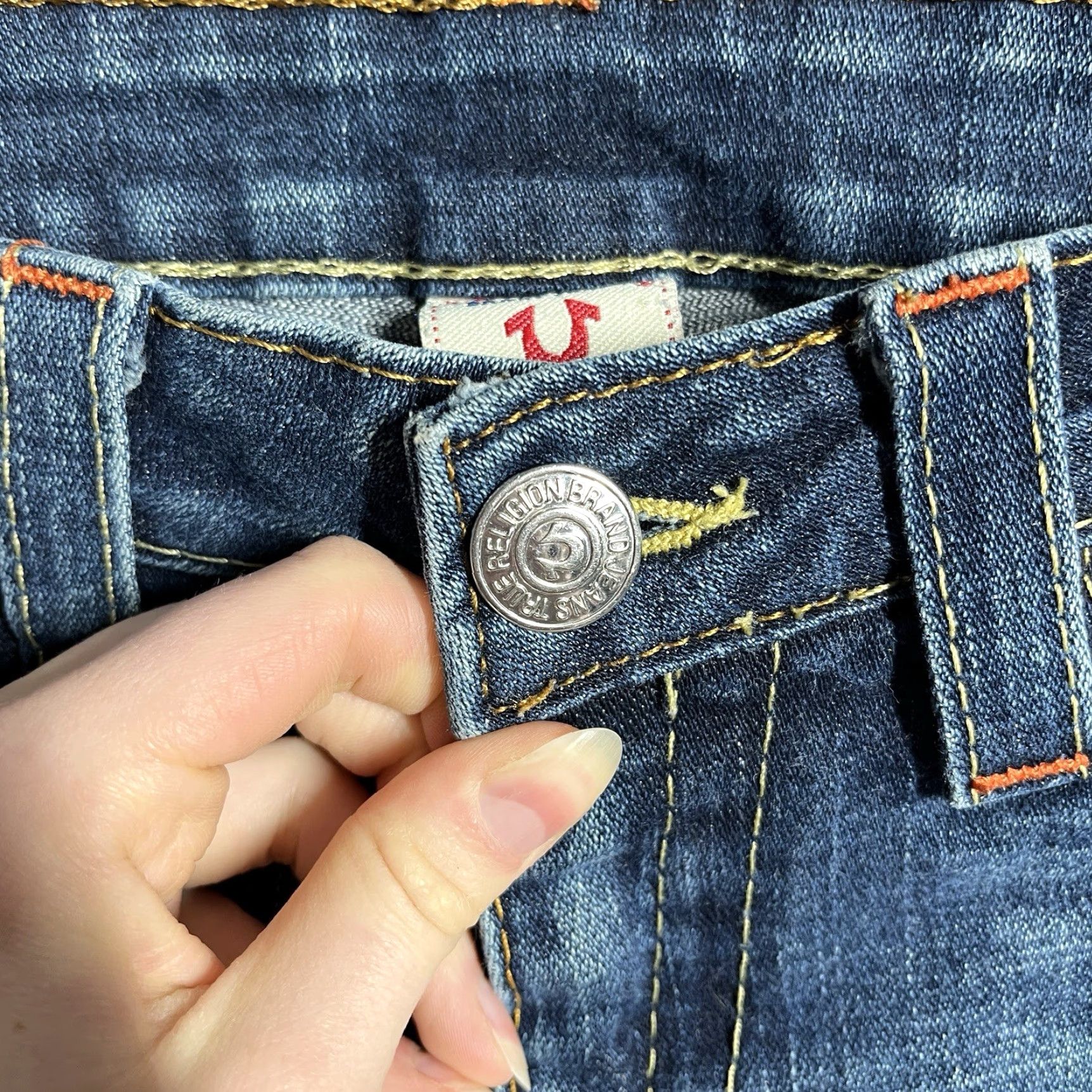 True Religion True Religion Jeans Flared Vintage Women SZ 31 Blue Denim 5-Pocket Distressed Stretch USA Flare 27in Inseam Size 24" / US 00 / IT 34 - 5 Thumbnail