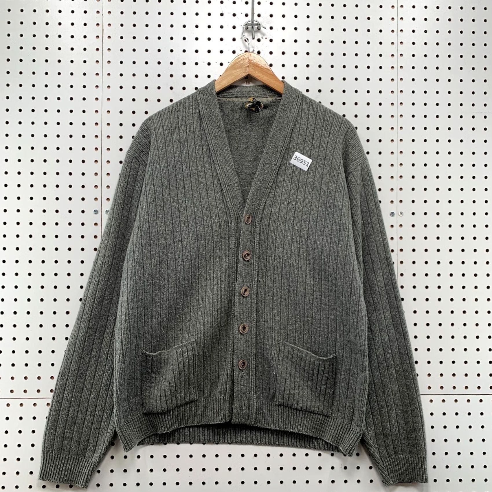 Penn VINTAGE JC Penny Cardigan Sweater Mens Large Gray Acrylic Cardigan Grandpa Size US L / EU 52-54 / 3 - 2 Thumbnail