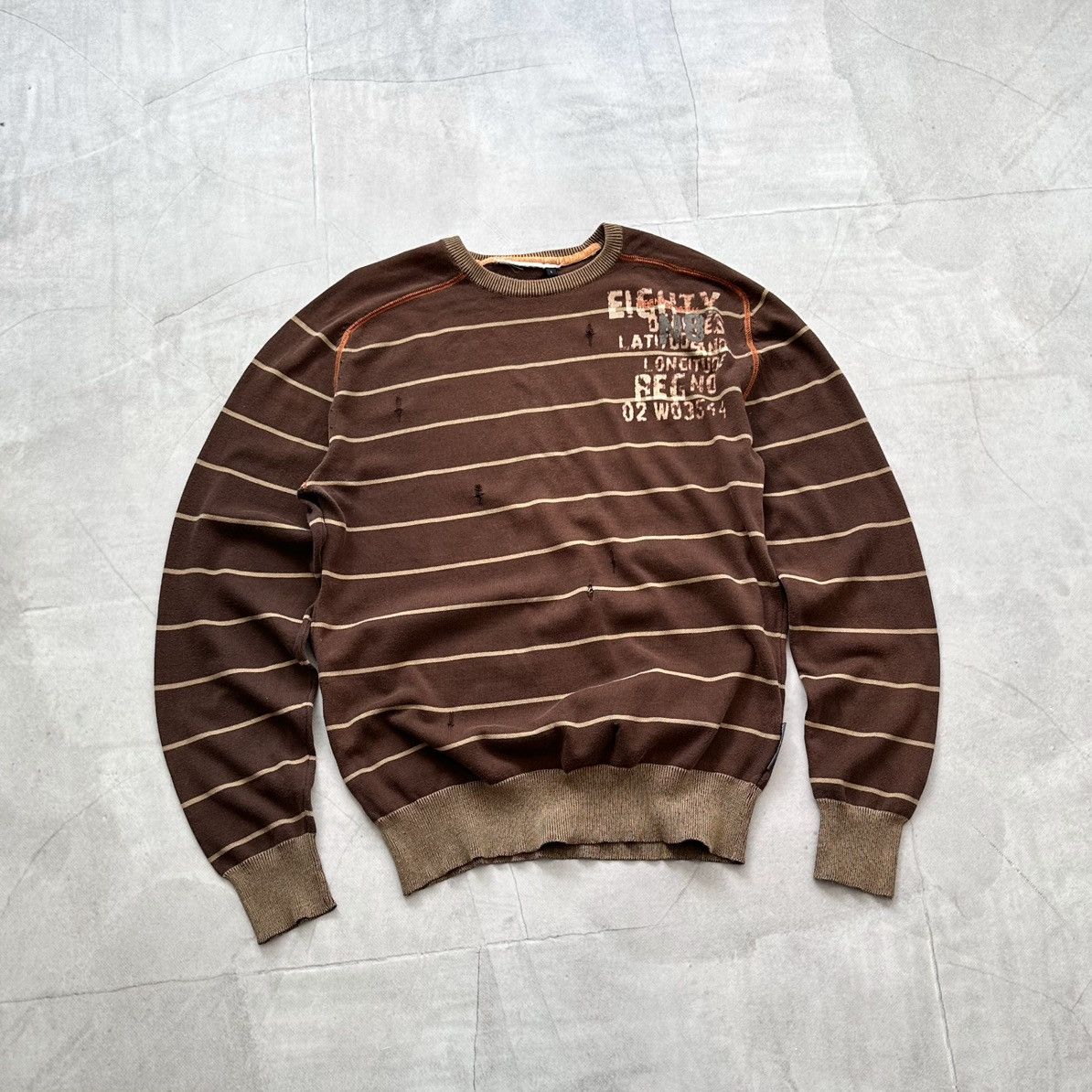 Hysteric Glamour Striped Poem Knit Sweater Faded In The Attic Diesel Vibe Size US L / EU 52-54 / 3 - 1 Thumbnail