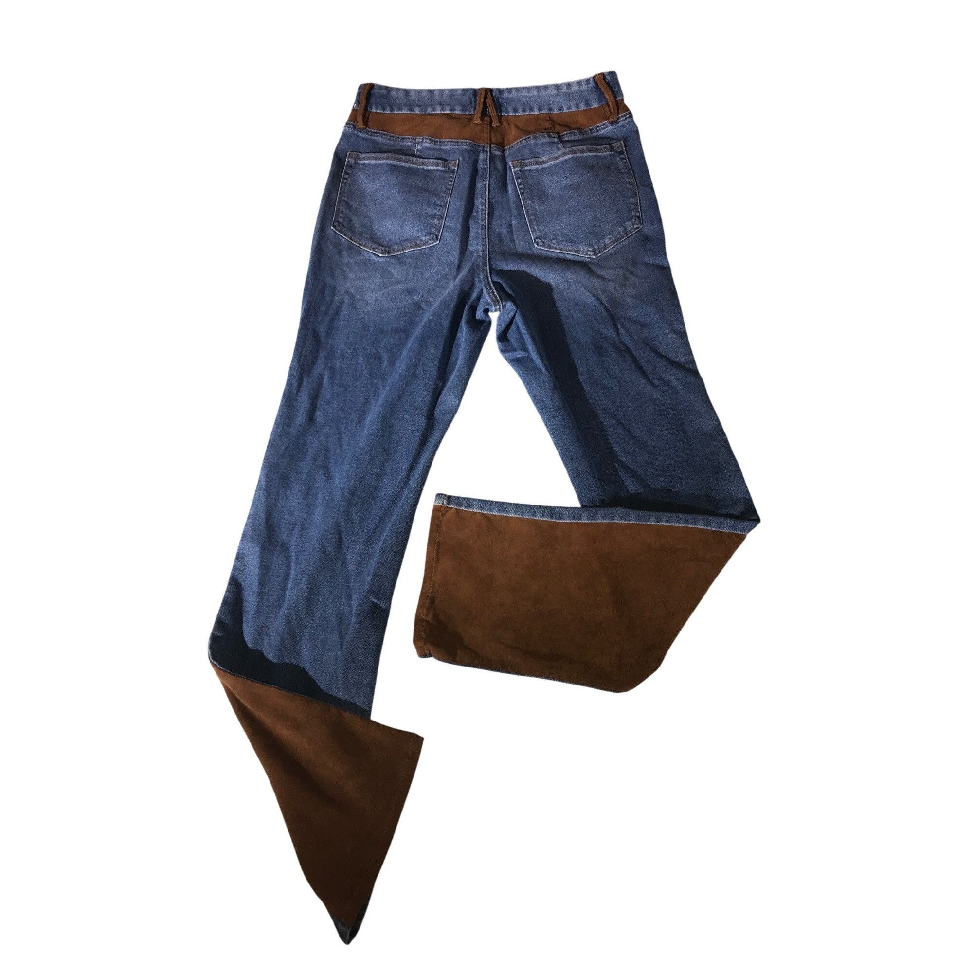 Good American Good American Women's Two-Tone Brown/Blue Denim Jeans Size Size 32" / US 10 / IT 46 - 2 Thumbnail