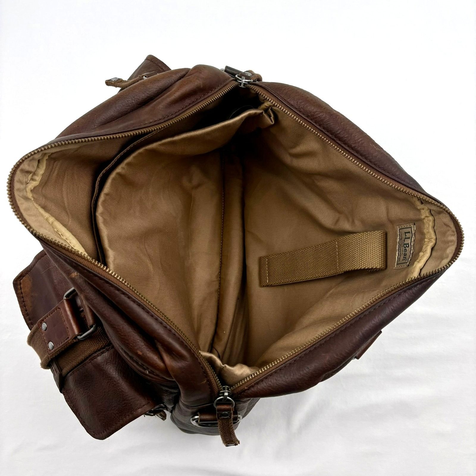 L.L. Bean L.L.Bean Brown Leather Messenger Laptop Bag Utility Carryall Size ONE SIZE - 10 Thumbnail