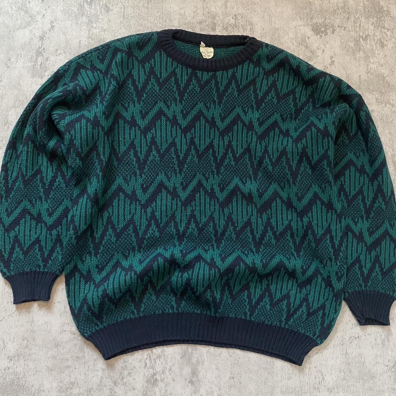 Other 80s vintage Wool green and Black zig zag pattern Size US L / EU 52-54 / 3 - 1 Thumbnail
