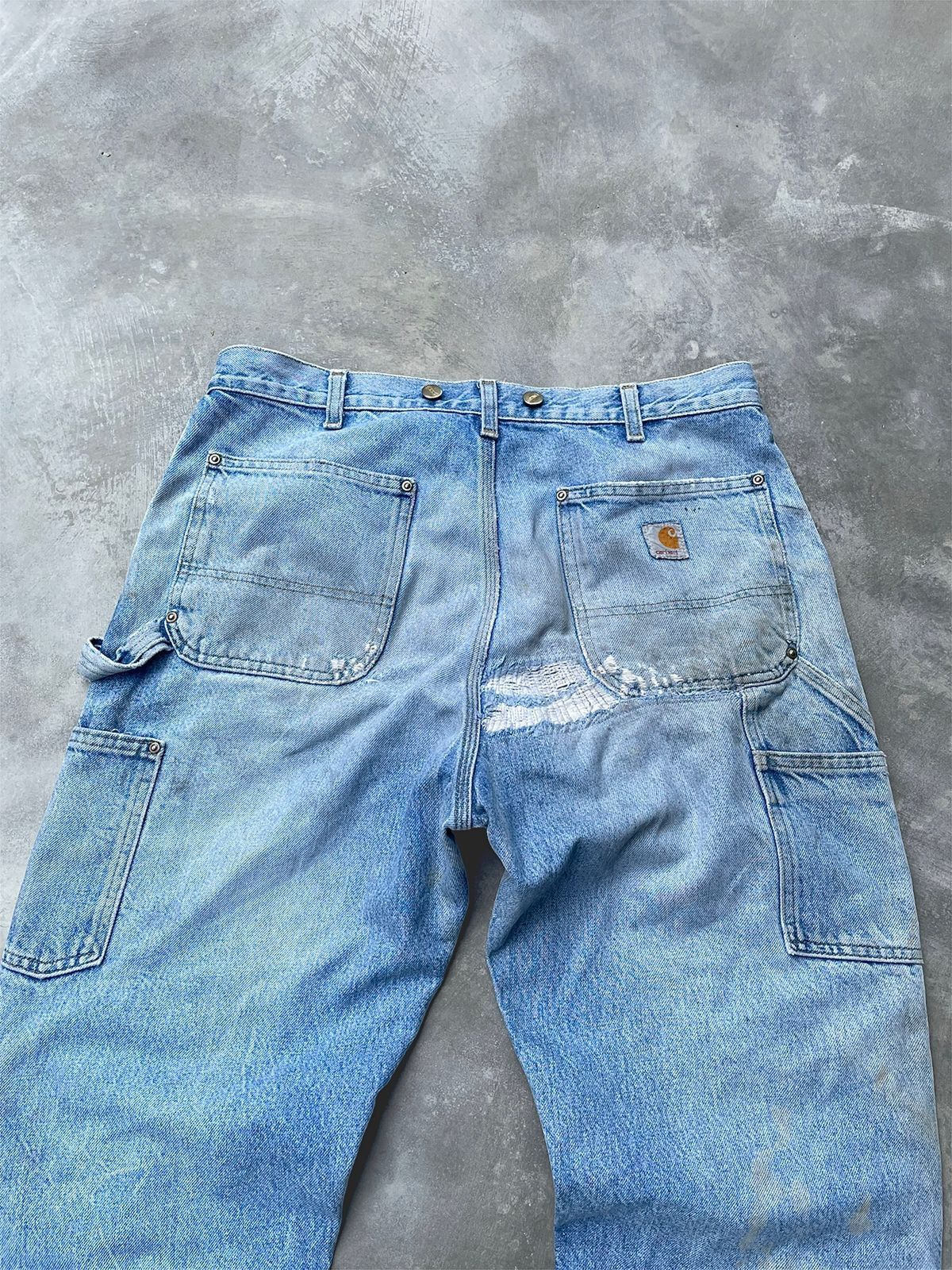 Carhartt Faded Distressed Denim Carhartt Doublekne Pant B07-DNM Size US 34 / EU 50 - 7 Thumbnail