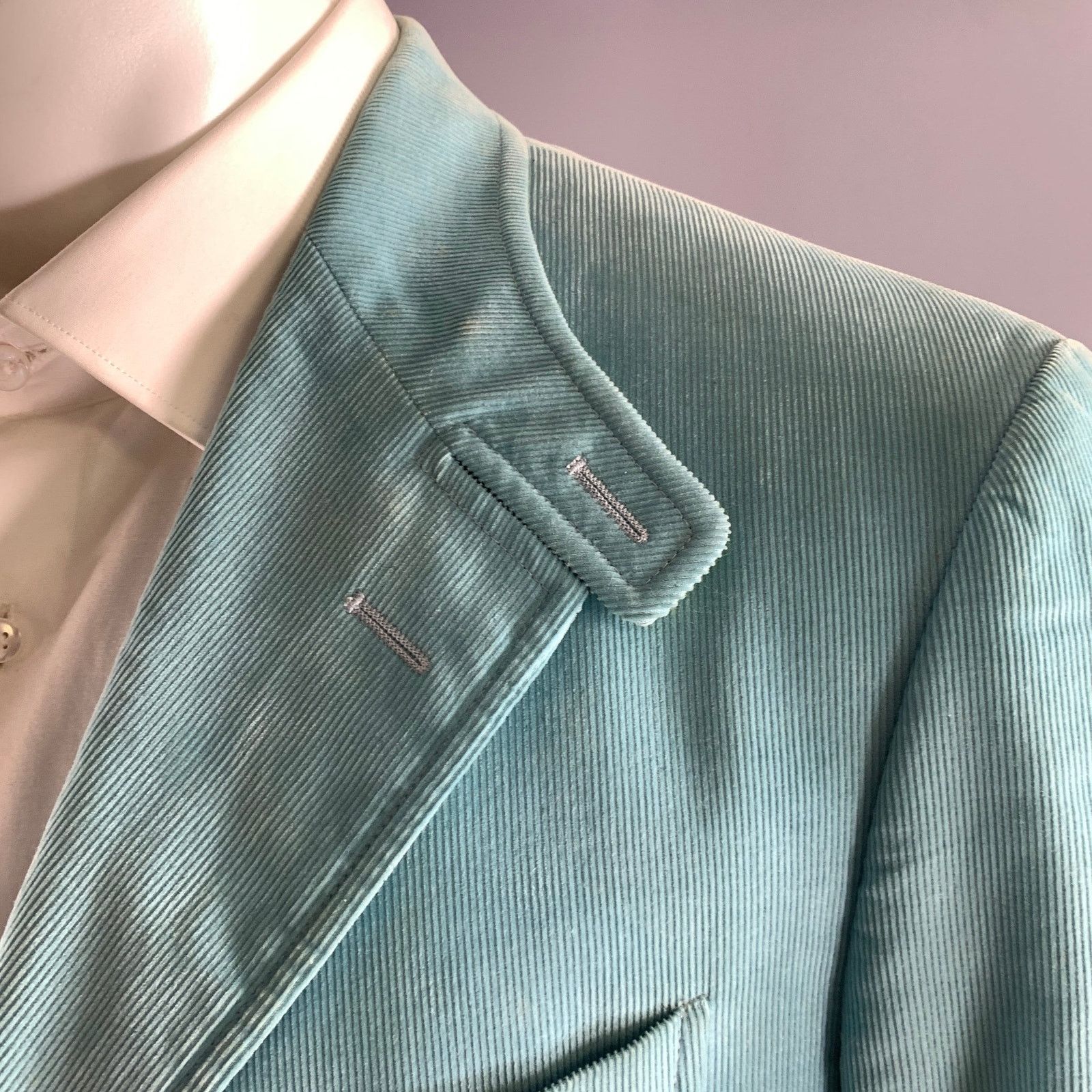 Etro ETRO Size 38 Light Blue Corduroy Cotton Storm Collar Suit Size 38R - 5 Thumbnail