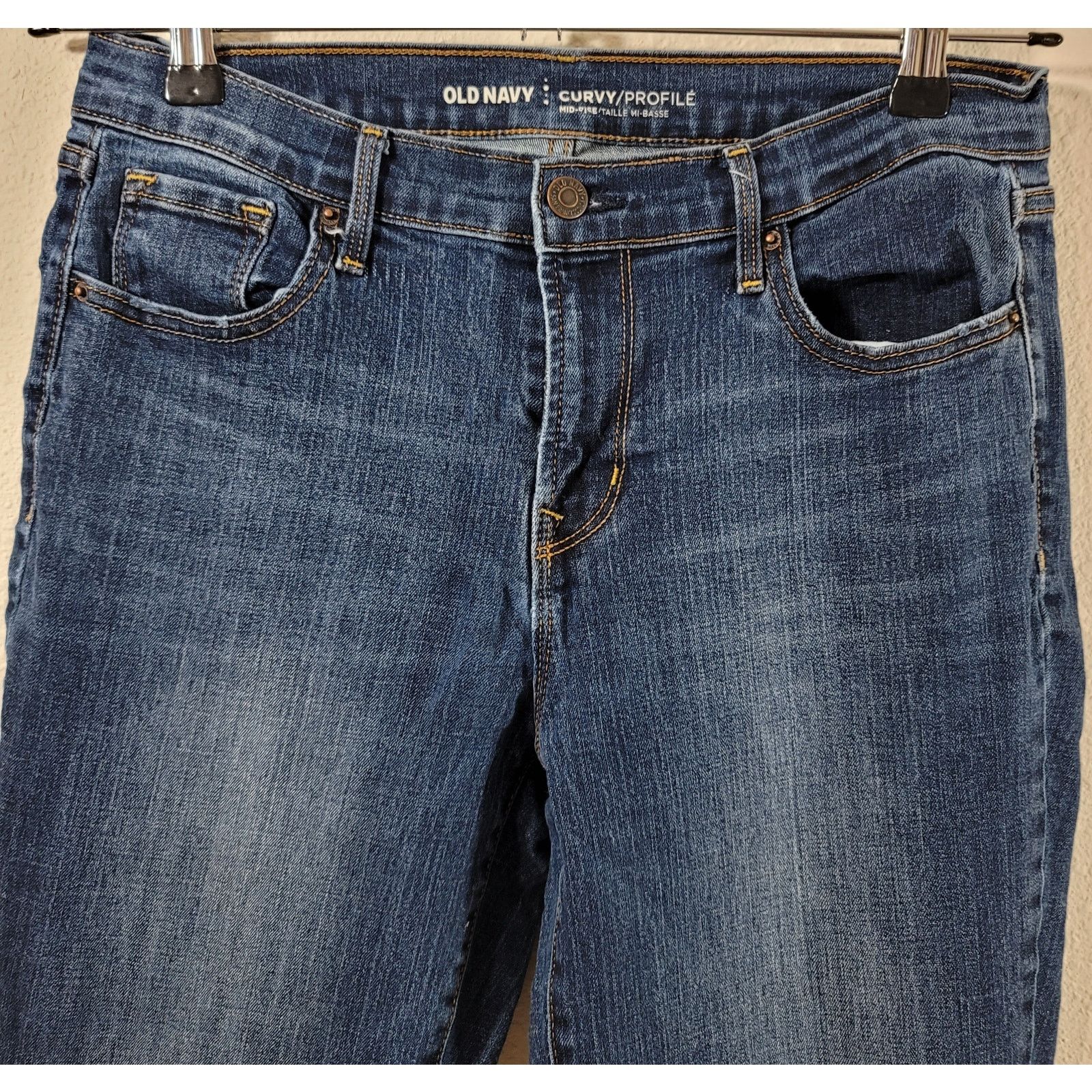 Old Navy Old Navy Blue Stone Washed Curvy Mid Rise Denim Jeans 10 Size 32" / US 10 / IT 46 - 7 Thumbnail