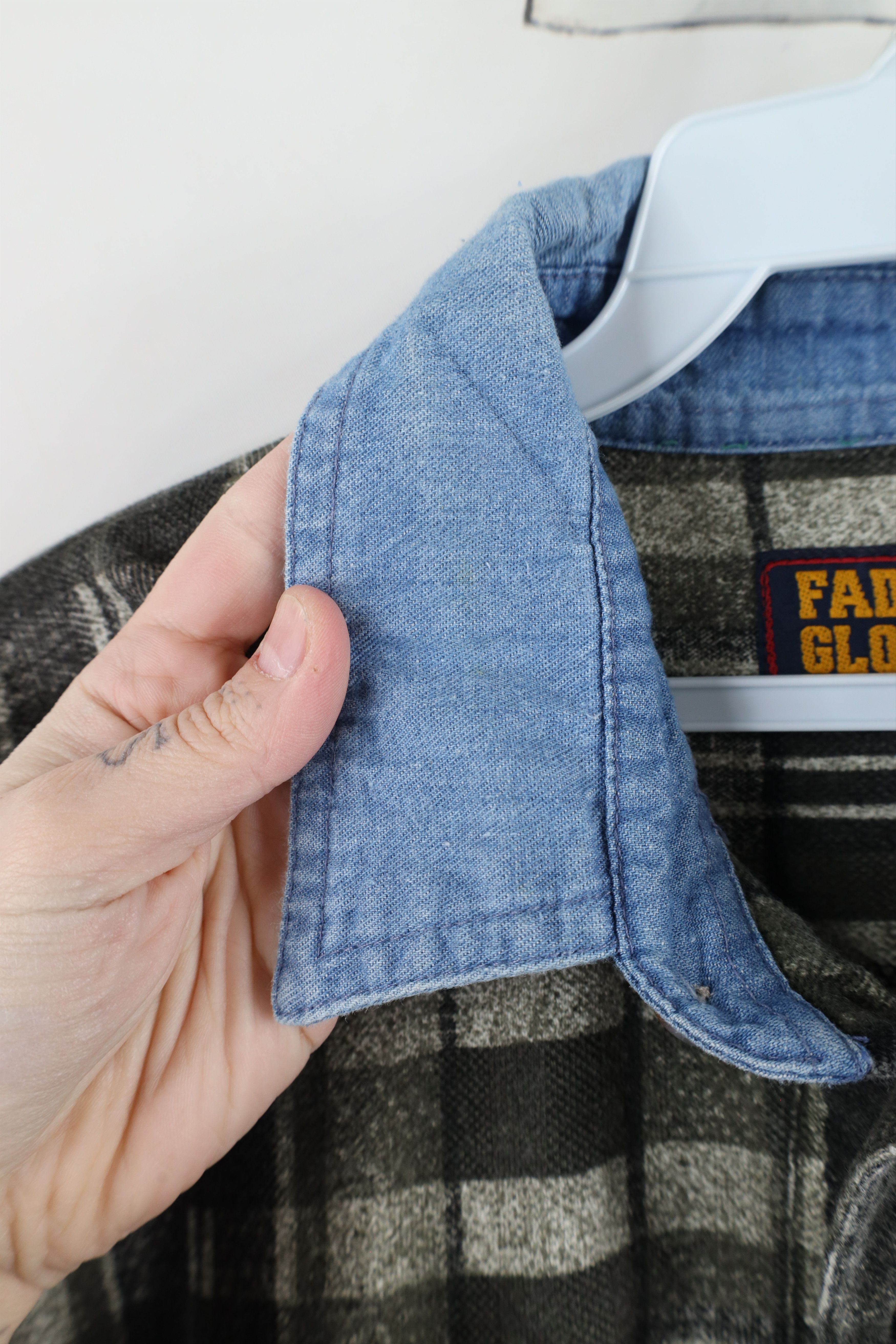 Vintage Vintage 90s Streetwear Fit Denim Collar Polo Shirt Plaid Size US XL / EU 56 / 4 - 5 Thumbnail