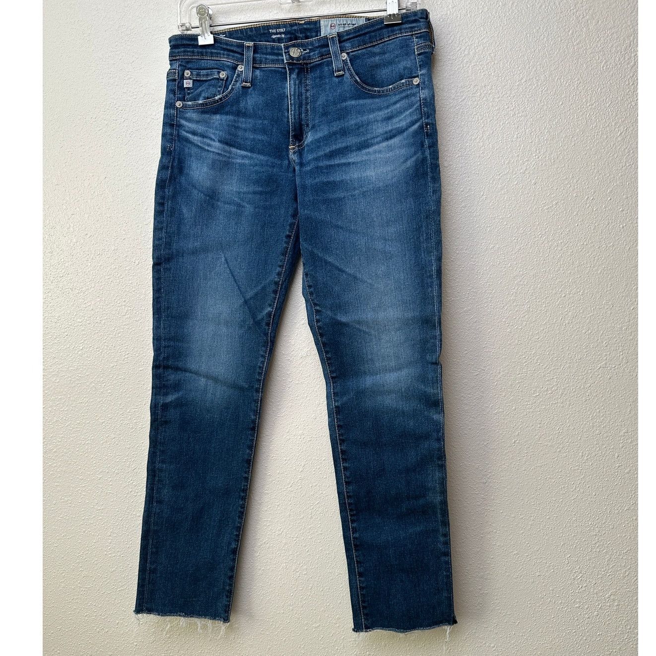 AG Adriano Goldschmied AG The Stilt cigarette leg jeans medium wash US 29 raw hem Size 29" - 3 Thumbnail