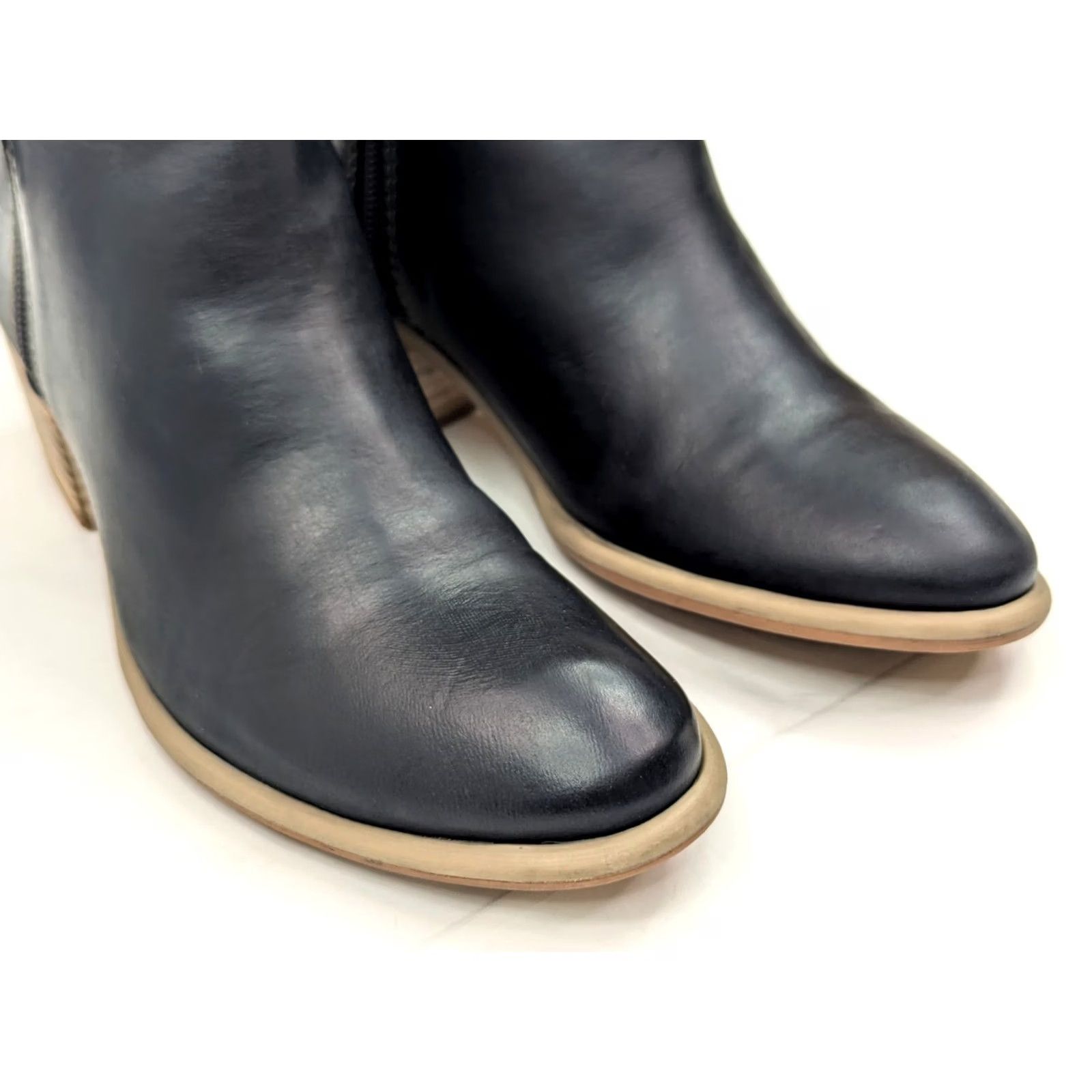 ROA ROAN by Bedstu Liz Leather Ankle Boots Women 6 Hunter Black Green Heel Booties Zip Block Heel Casual Dress Size US 6 / IT 36 - 5 Thumbnail
