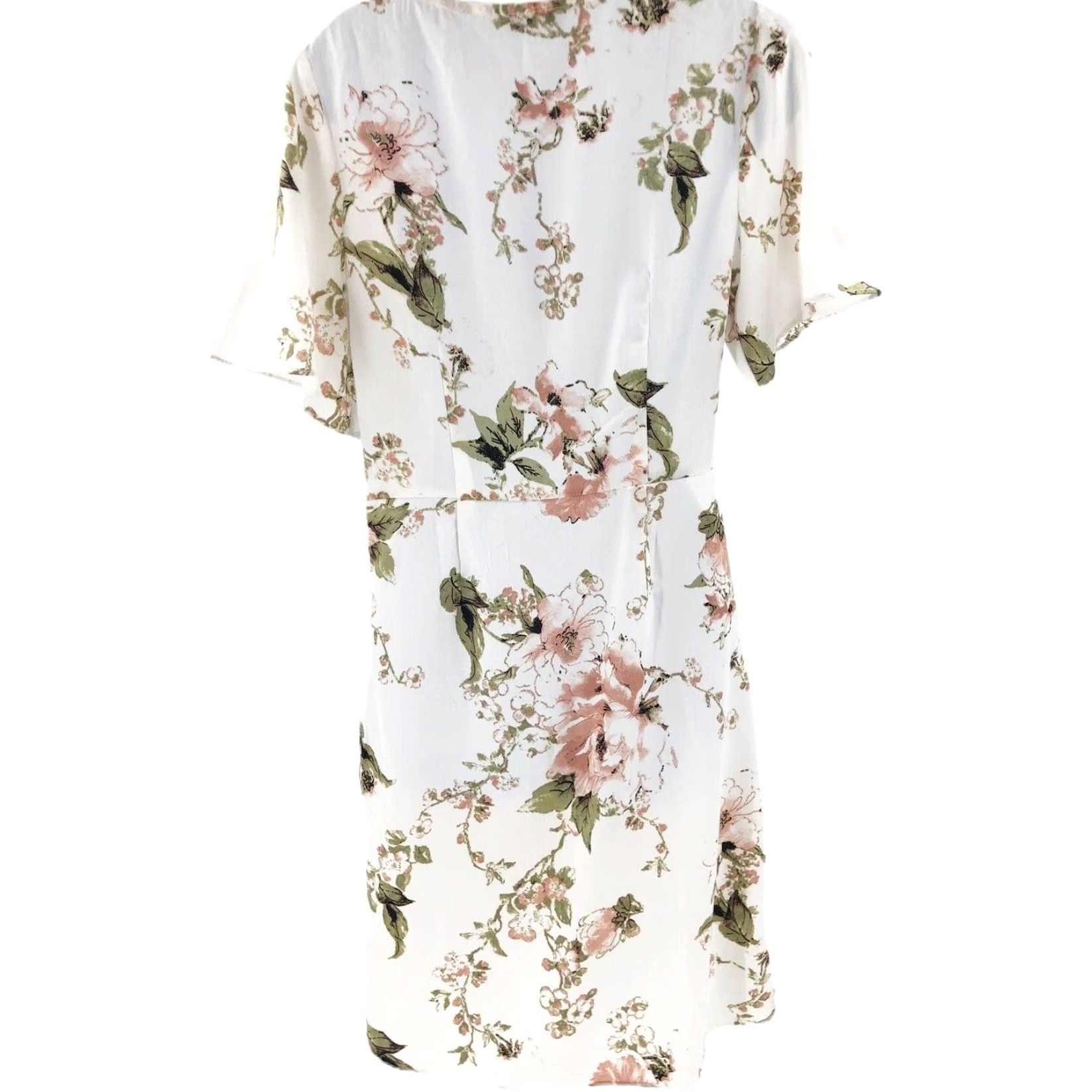 Vintage One One Six Wrap Dress M White Pink Floral V Neck Short Sleeves Coquette PILL Size 32" / US 10 / IT 46 - 2 Thumbnail