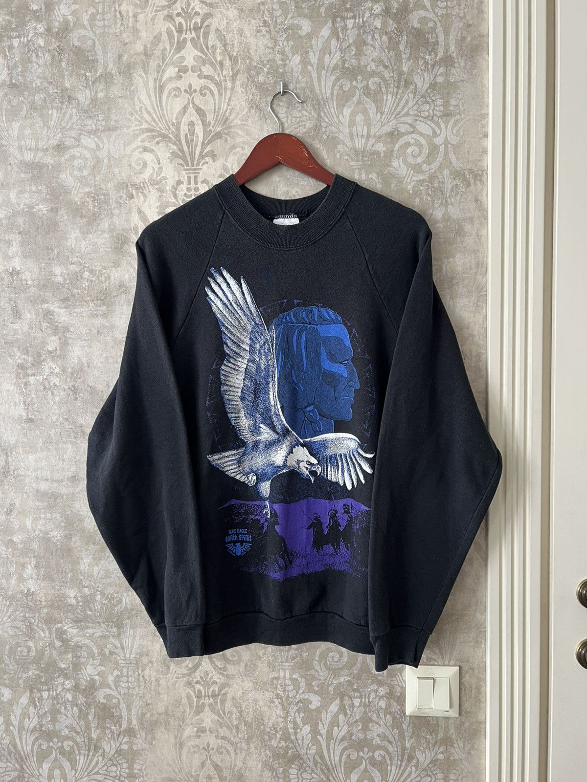 Vintage Vintage 90s Earth Spirit Sweatshirt Blue Eagle Bald Eagle Size US L / EU 52-54 / 3 - 2 Thumbnail