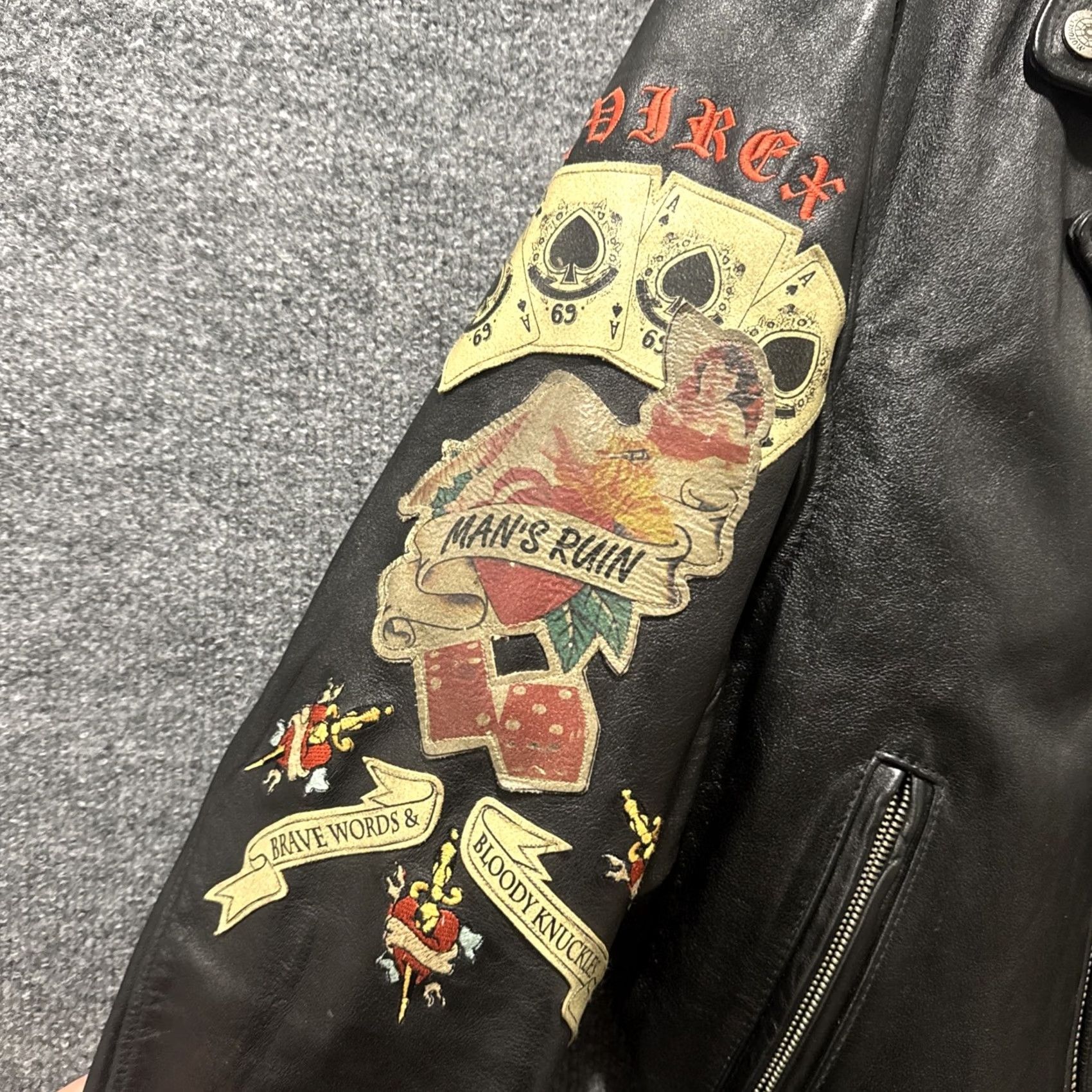 Avirex VINTAGE Avirex Leather Tattoo Embroidered Jacket GRAIL Men’s Large L Black Motorcycle Jacket Mens Size US L / EU 52-54 / 3 - 6 Thumbnail