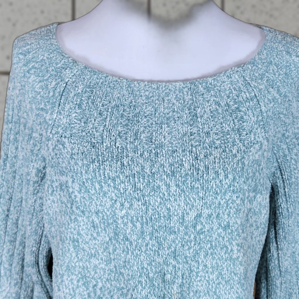 J. Jill J. Jill Womens Petite L Pullover Sweater Green White Long Sleeve Boat Neck Knit Polyester Blend Lightweight Casual Mens Womens Girls Boys Size L / US 10 / IT 46 - 1 Thumbnail