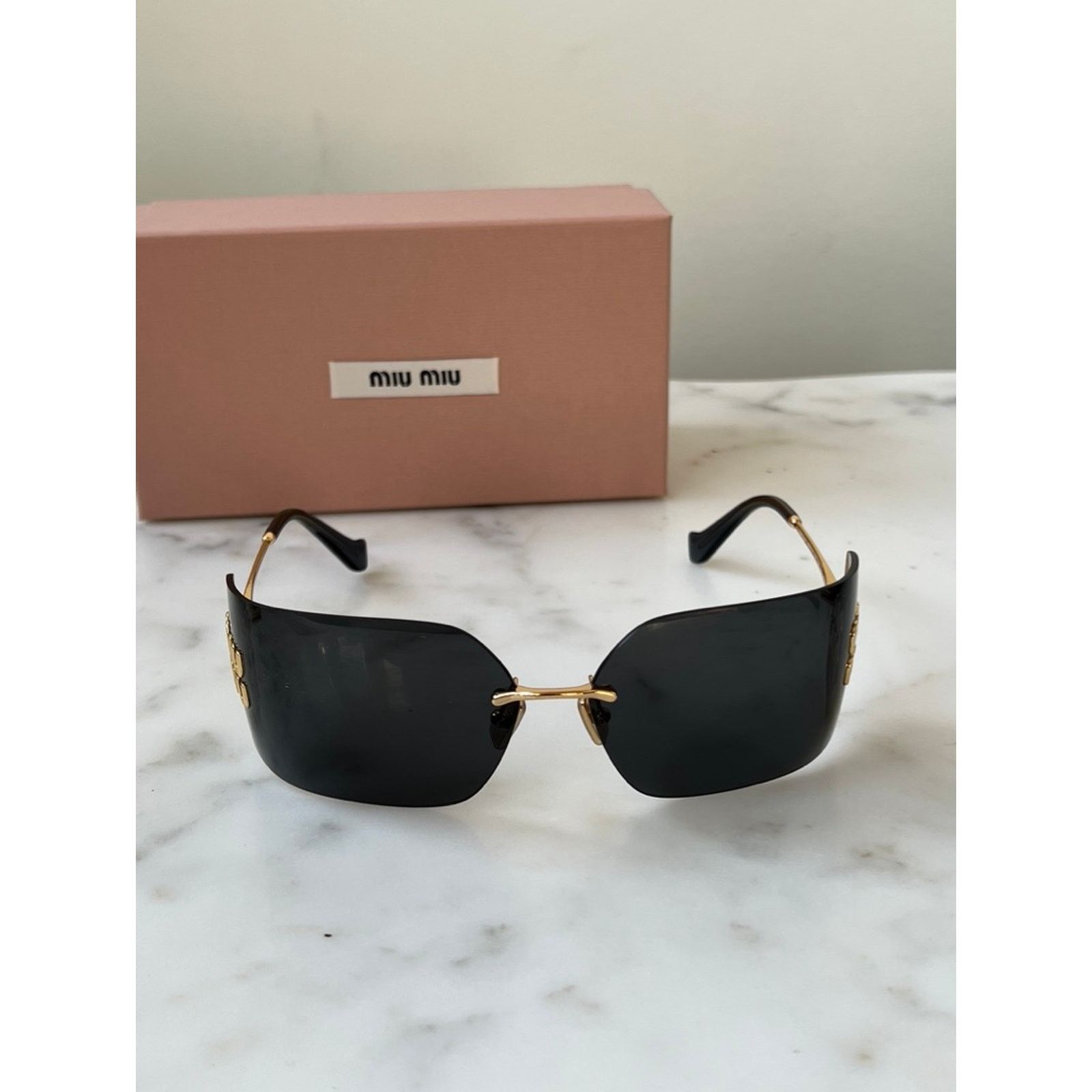 Miu Miu NEW Miu Miu MU54YS Dark Grey Shield Mask Sunglasses $610 Size ONE SIZE - 5 Thumbnail