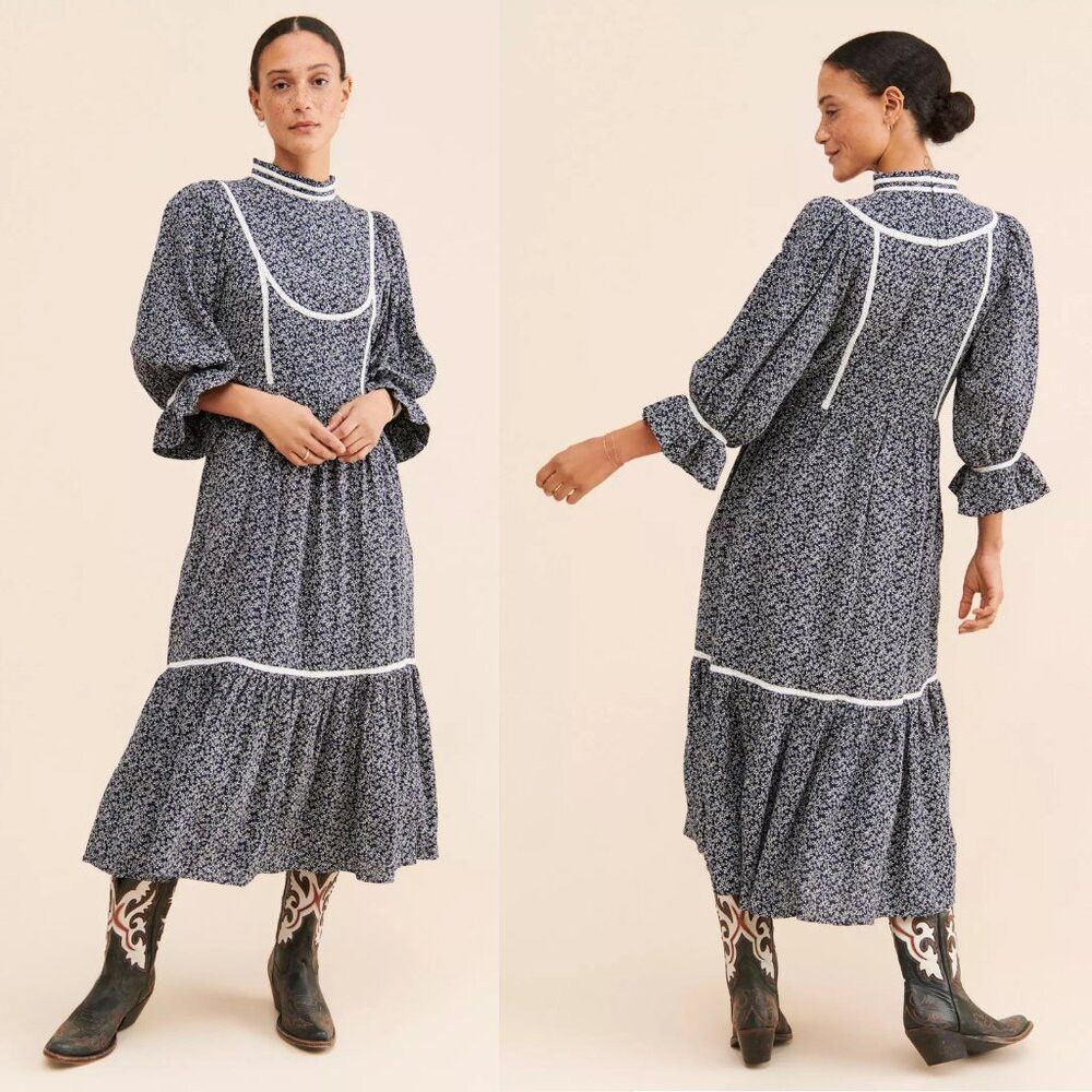 Anthropologie NWT New $269 Anthropologie Meadows Amaryllis Floral Navy Ma Size M / US 6-8 / IT 42-44 - 1 Thumbnail