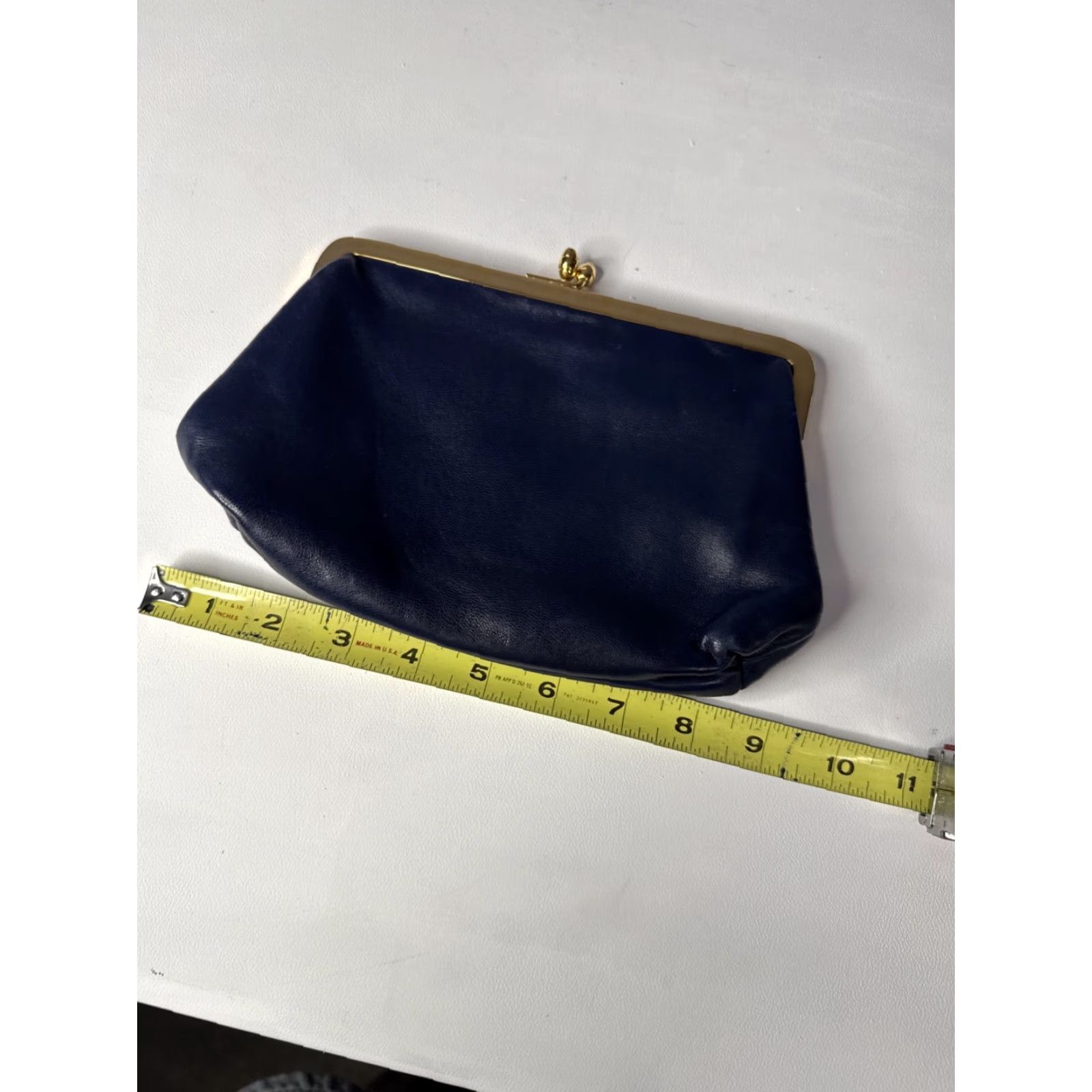 Vintage Peggy Daven Palm Beach Florida Navy Blue Leather Gold Accent Coin Purse Clutch Women Beach Coin Purse Palm Gold Accessories Navy Blue Size ONE SIZE - 3 Thumbnail