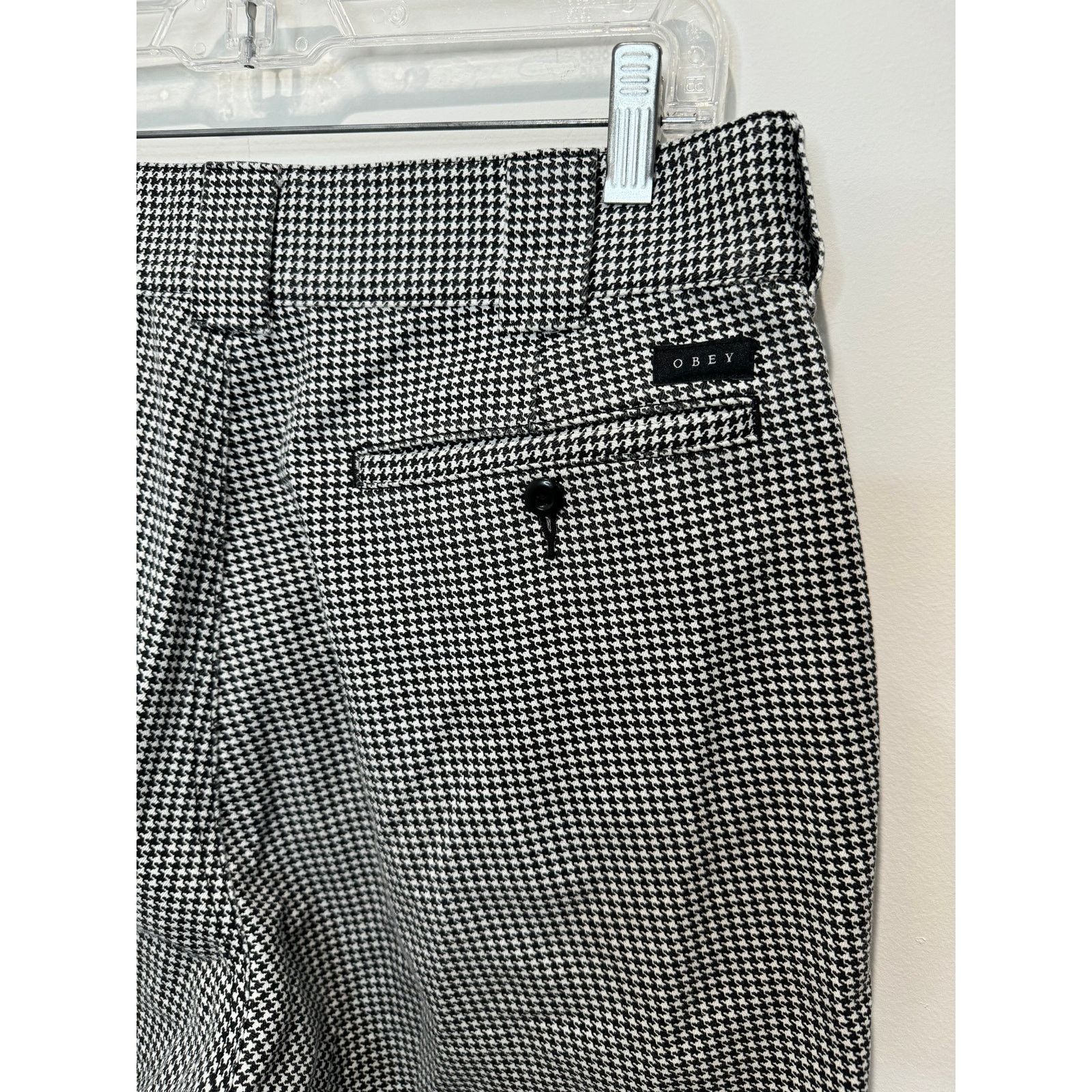 Obey Obey Women's Creeper Houndstooth Wide Leg Pant, Black/White Size 29" - 5 Thumbnail