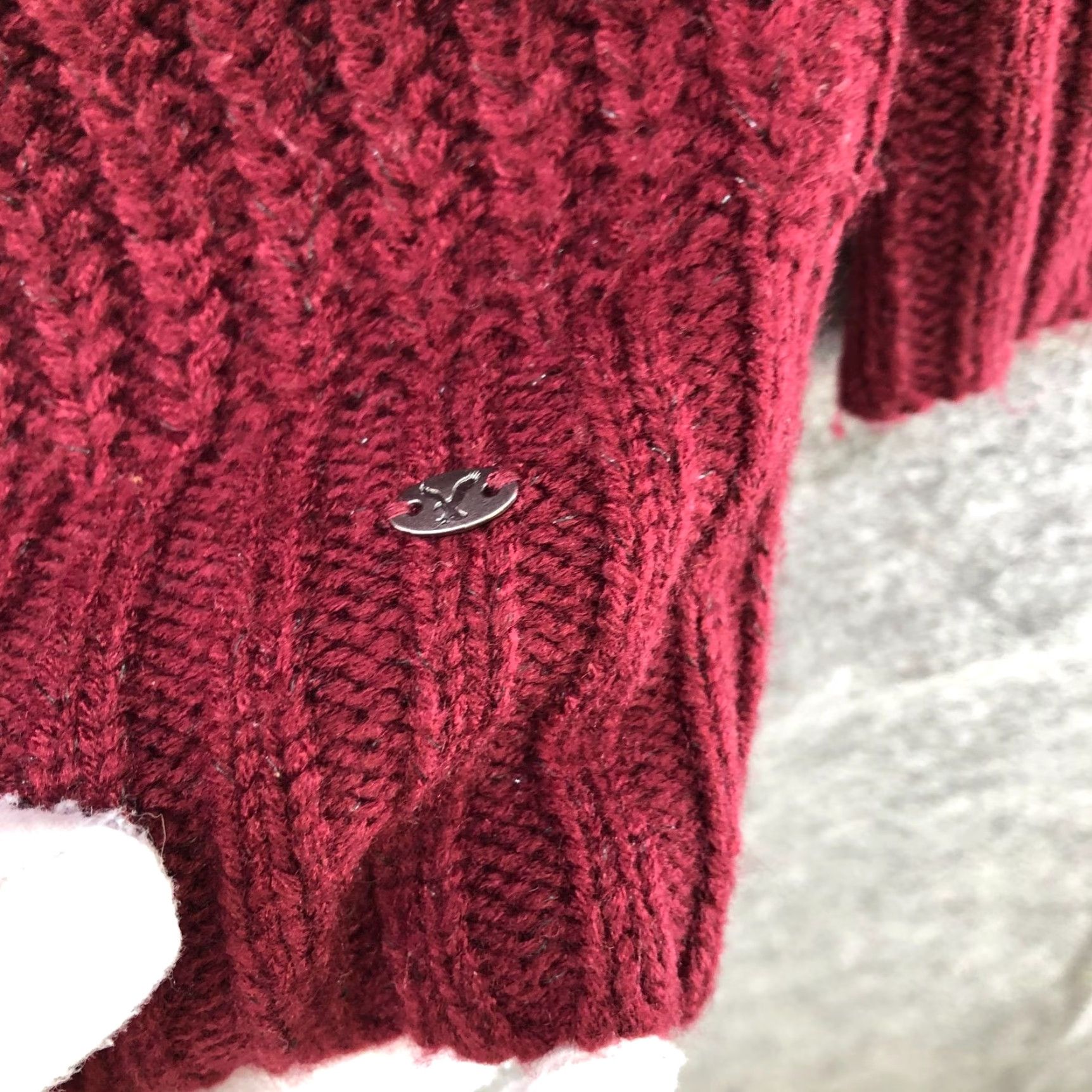American Eagle Outfitters American Eagle Womens M Crewneck Wine Red Jegging Sweater Chunky Knit Size M / US 6-8 / IT 42-44 - 6 Thumbnail