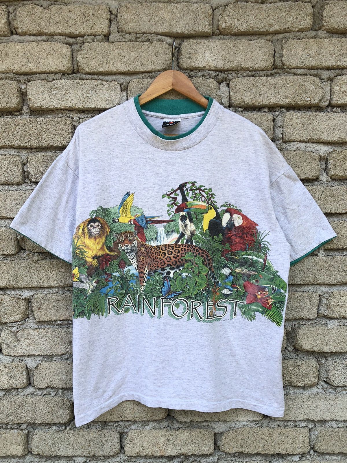 Vintage Vintage 90s Habitat Rainforest Animals Nature Mirror Tshirt Size US XL / EU 56 / 4 - 1 Thumbnail