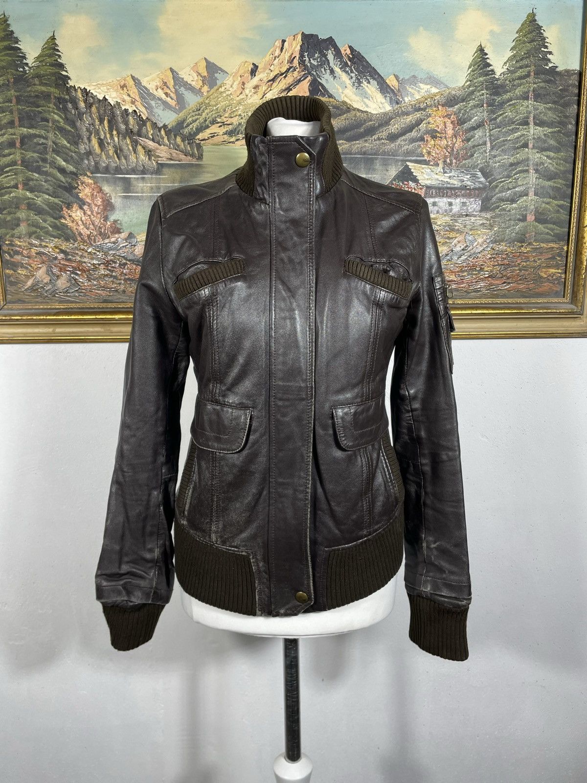 Vintage Brown Retro 90s Genuine Real Leater Bomber Punk Rock Cyber Size S / US 4 / IT 40 - 1 Thumbnail