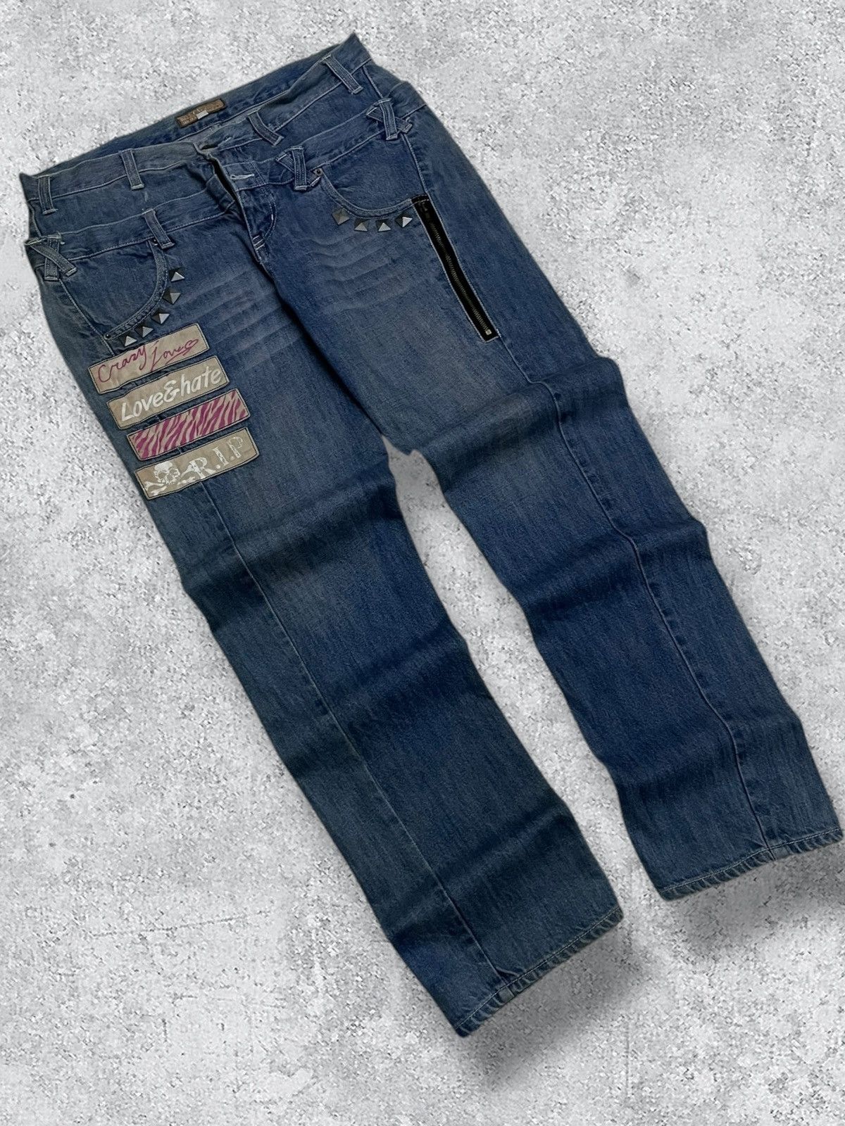 Japanese Brand Vintage Japan 90’s Hellcat Punks Not Dead Voidz Spike Denim Size US 32 / EU 48 - 2 Thumbnail