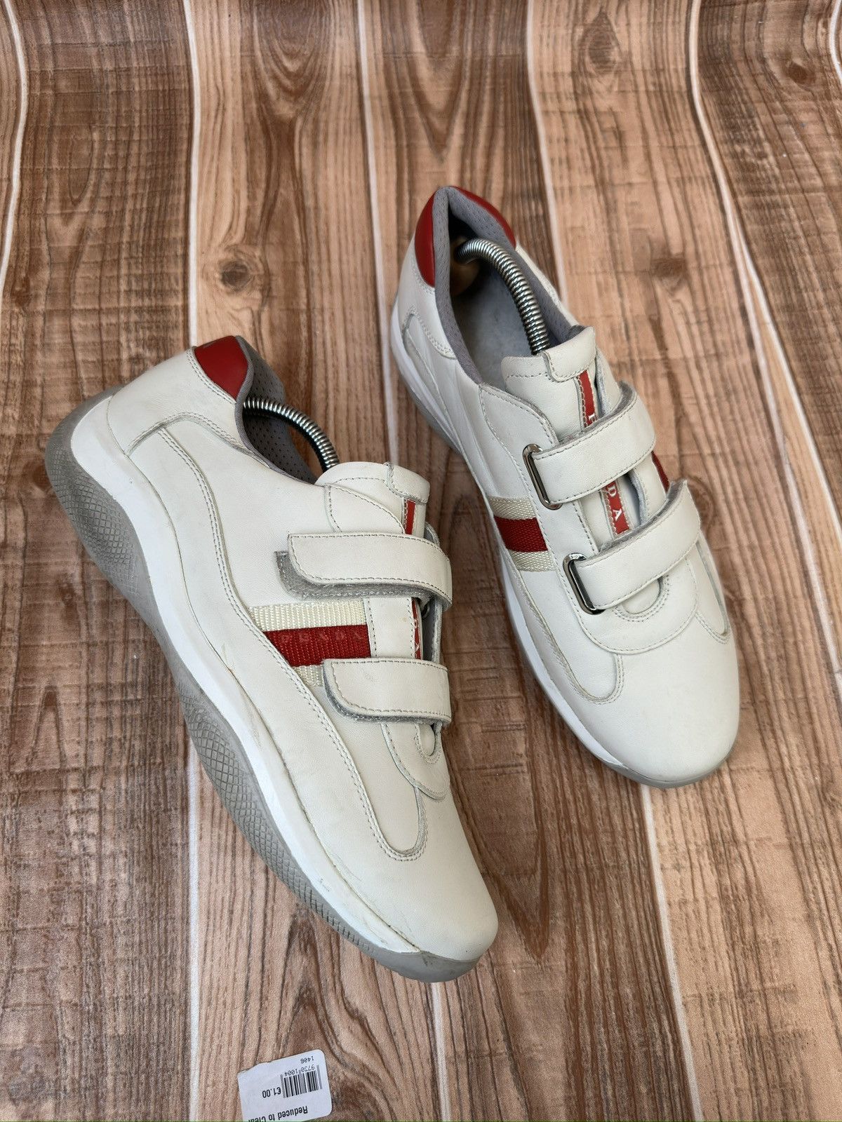Prada Prada Americas Cup Velcro Straps Red Tab Leather Sneaks Size US 8.5 / EU 41-42 - 12 Thumbnail