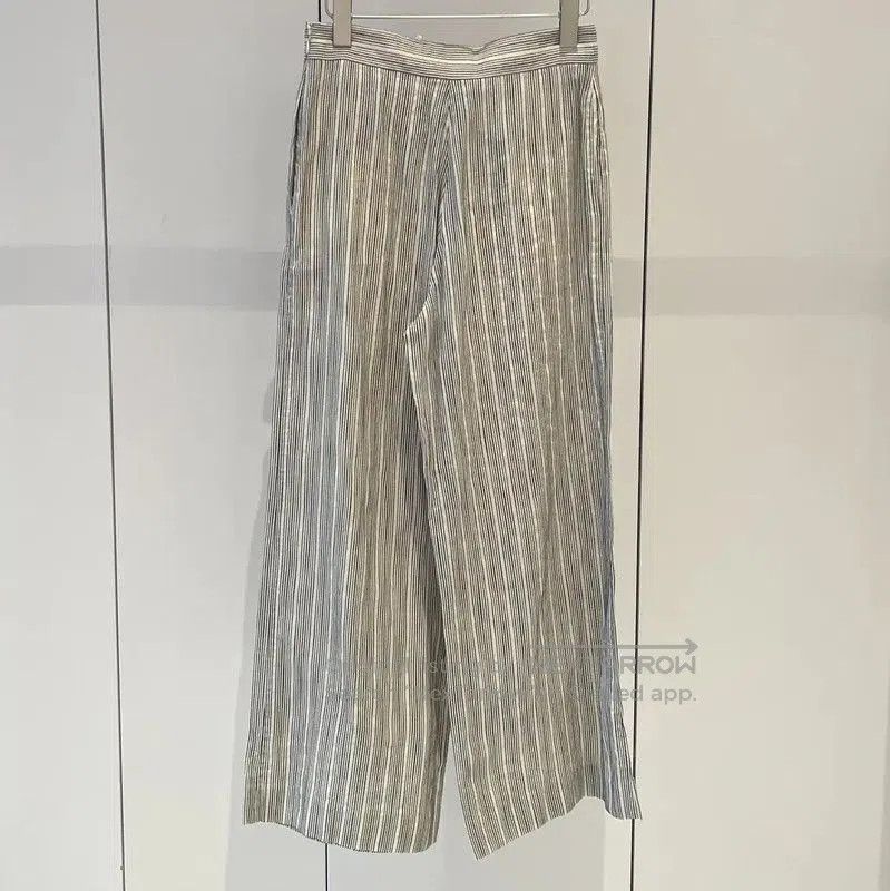 Dior Dior Summer Gray Striped Cotton Relaxed Pants . Size 28" / US 6 / IT 42 - 2 Thumbnail