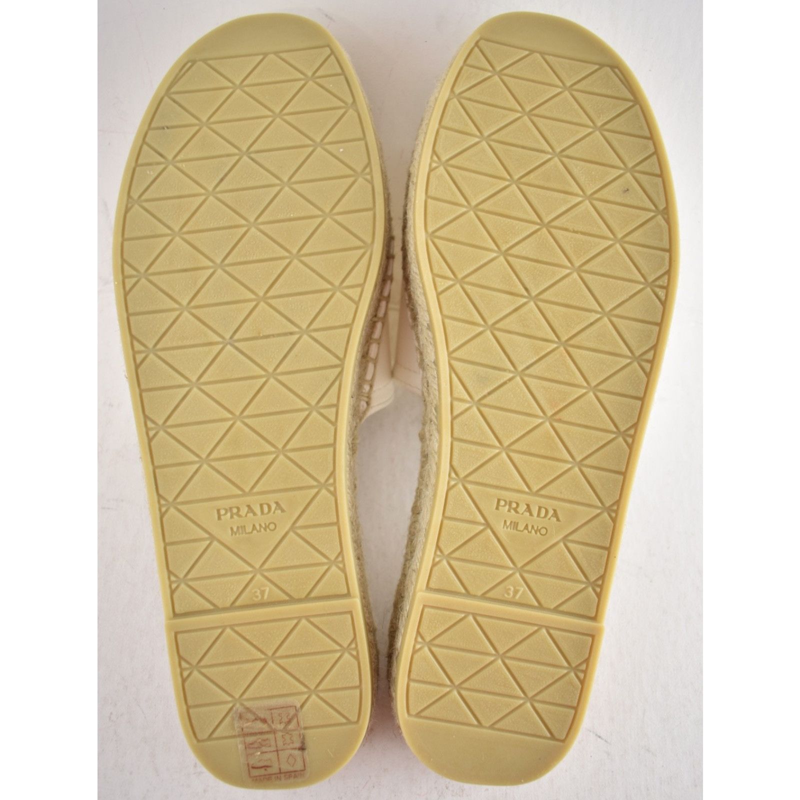 Prada Prada Gold Triangle Logo Avorio White Leather Espadrille 37 Size US 7 / IT 37 - 17 Thumbnail