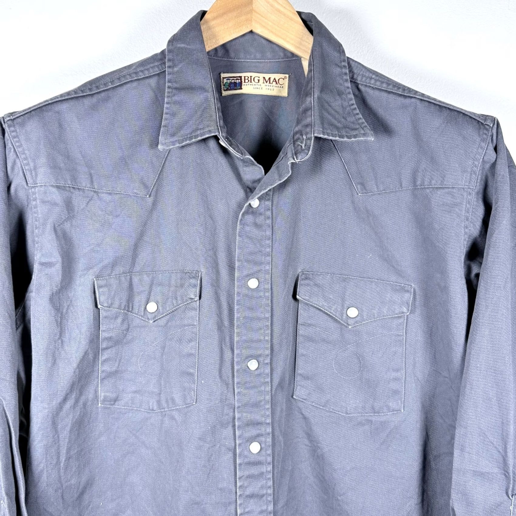 Vintage Vintage Big Mac Shirt Gray XL Men Western Pearl Snap Cowboy Rodeo USA Made Size US XL / EU 56 / 4 - 5 Thumbnail